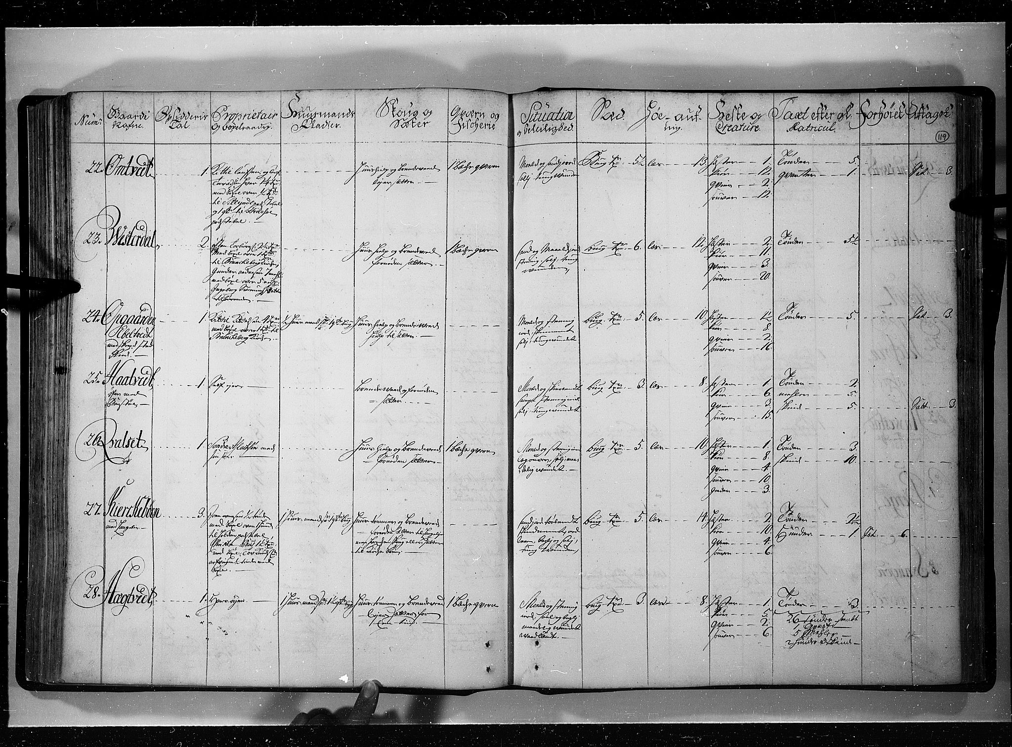 Rentekammeret inntil 1814, Realistisk ordnet avdeling, RA/EA-4070/N/Nb/Nbf/L0121: Øvre og Nedre Telemark eksaminasjonsprotokoll, 1723, p. 118b-119a