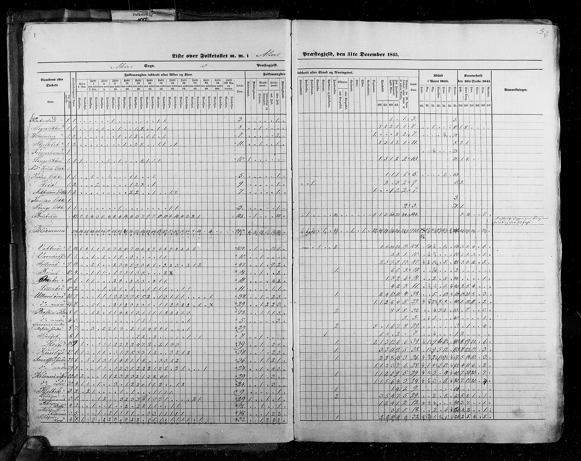 RA, Census 1845, vol. 2: Smålenenes amt og Akershus amt, 1845, p. 3