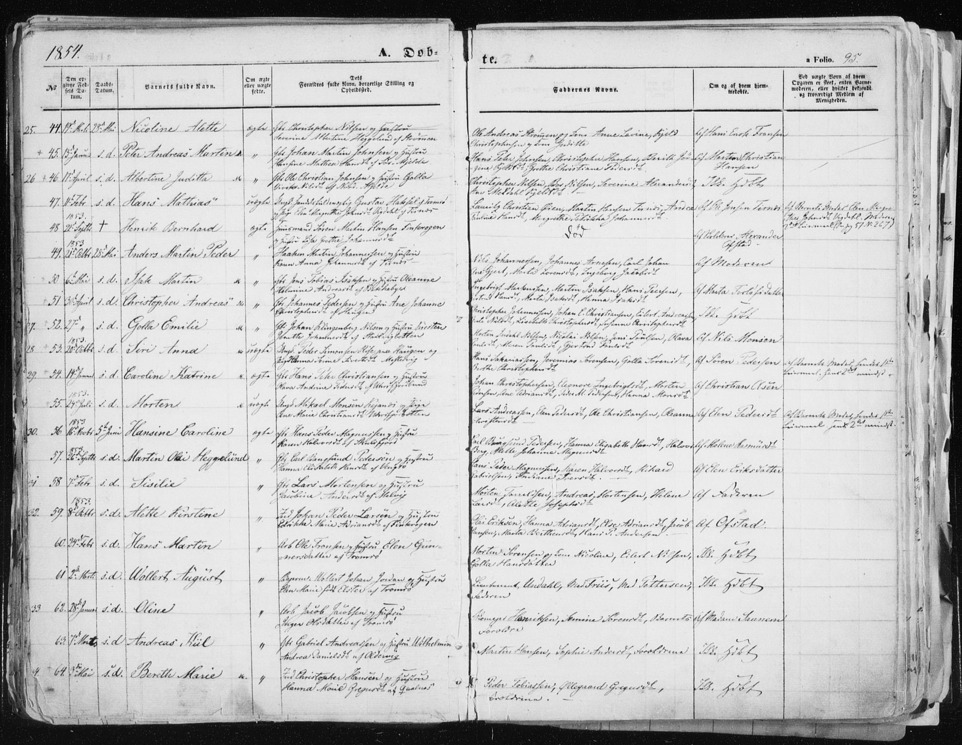 Tromsø sokneprestkontor/stiftsprosti/domprosti, SATØ/S-1343/G/Ga/L0010kirke: Parish register (official) no. 10, 1848-1855, p. 95