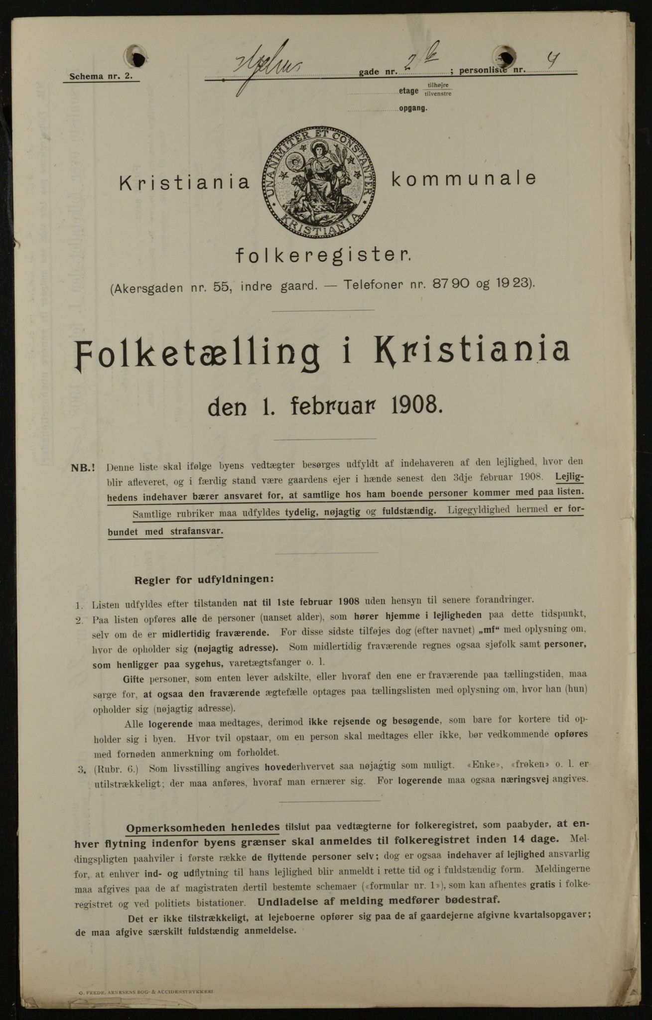 OBA, Municipal Census 1908 for Kristiania, 1908, p. 36109