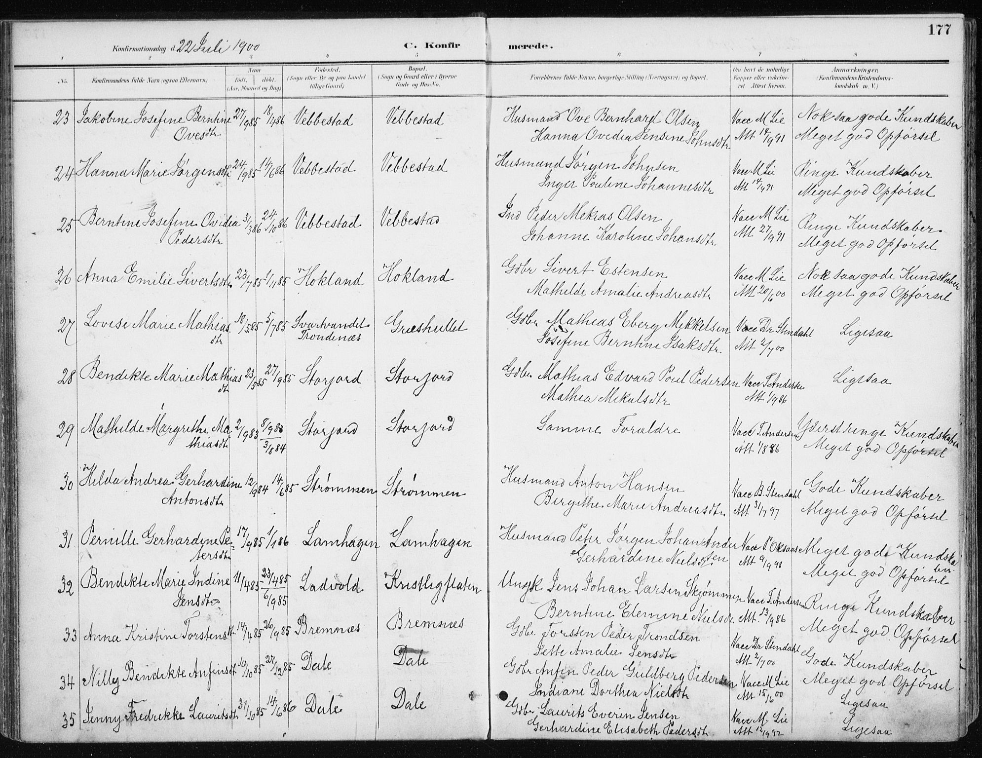 Kvæfjord sokneprestkontor, SATØ/S-1323/G/Ga/Gaa/L0006kirke: Parish register (official) no. 6, 1895-1914, p. 177