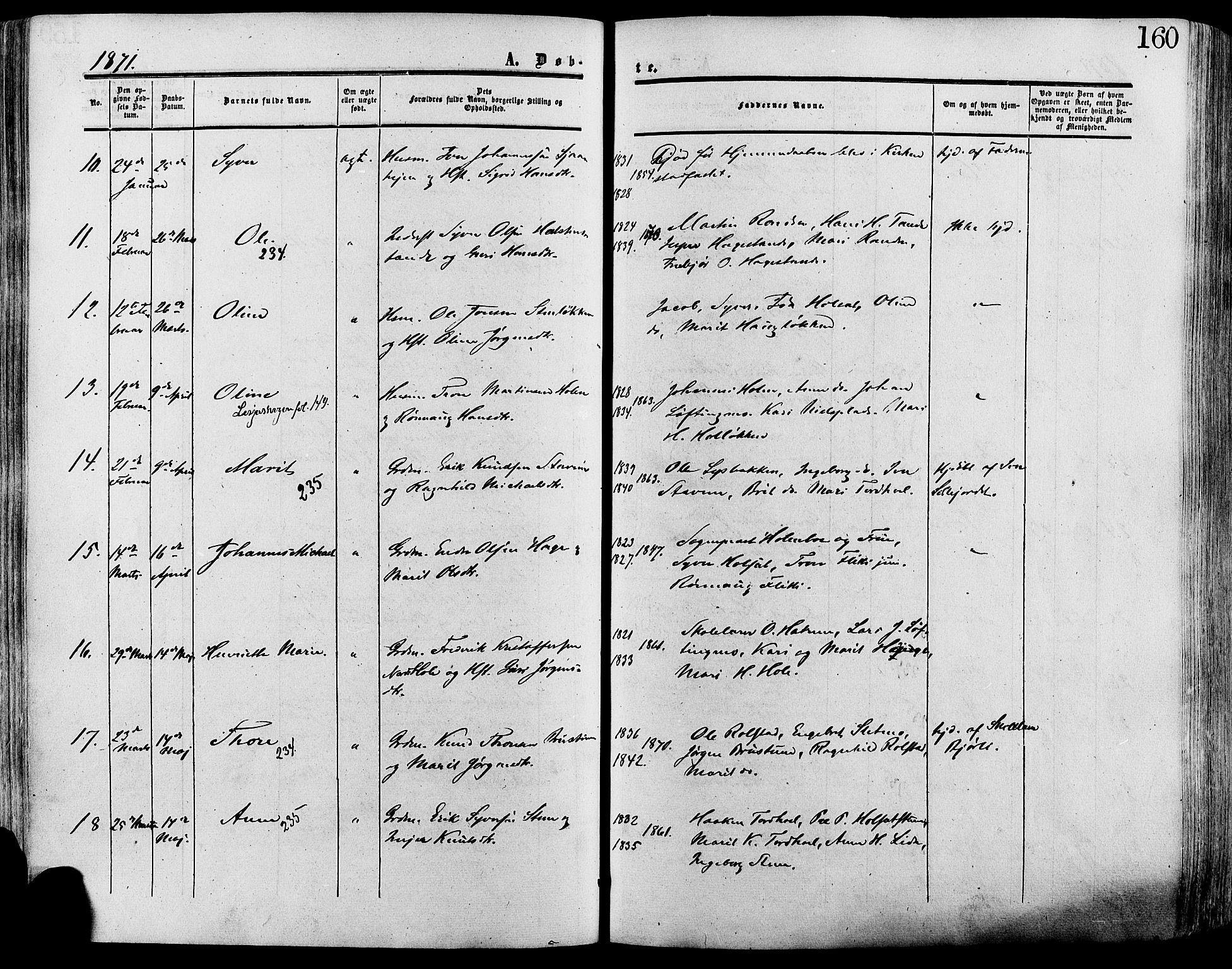 Lesja prestekontor, AV/SAH-PREST-068/H/Ha/Haa/L0008: Parish register (official) no. 8, 1854-1880, p. 160