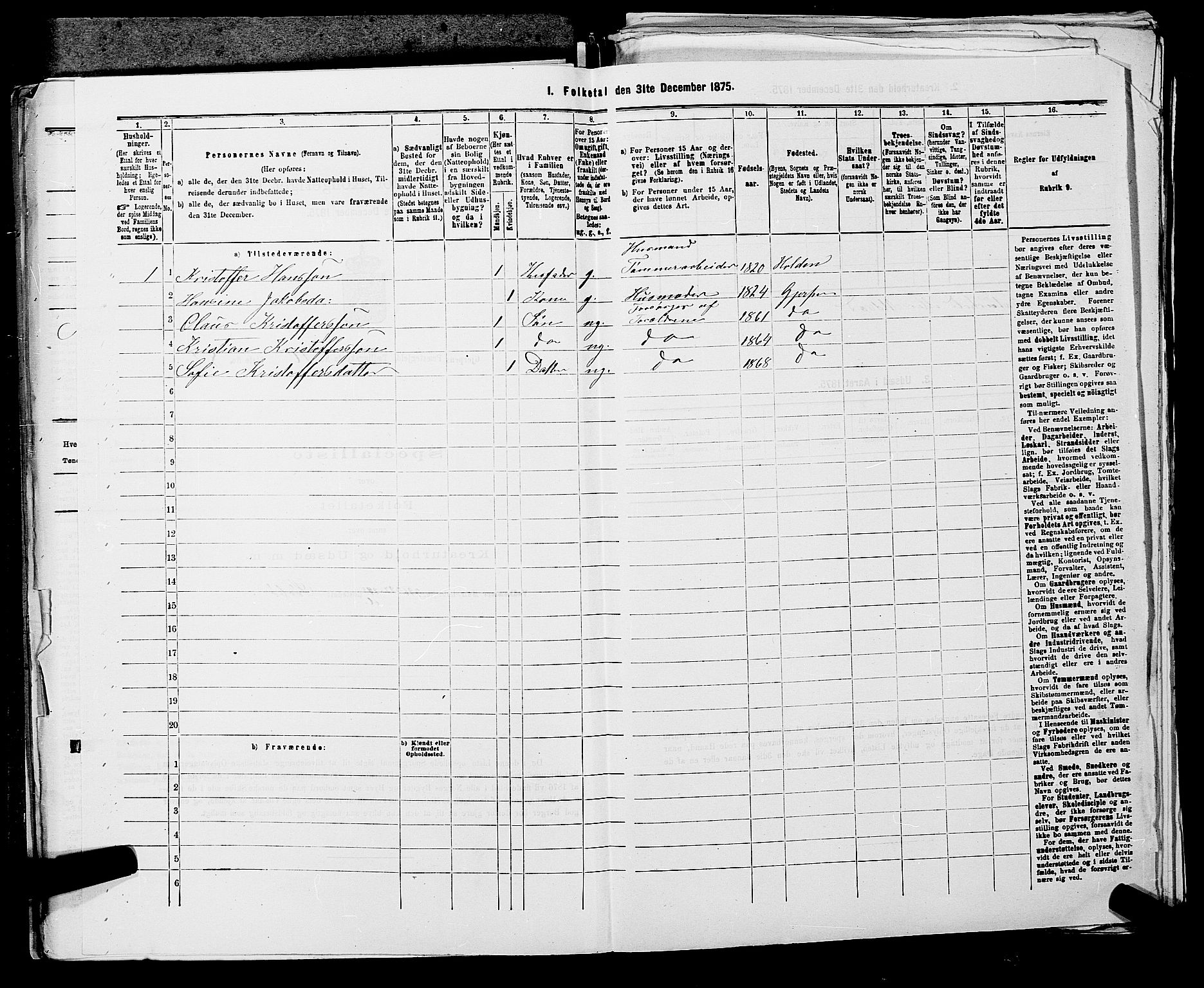 SAKO, 1875 census for 0812P Gjerpen, 1875, p. 1628