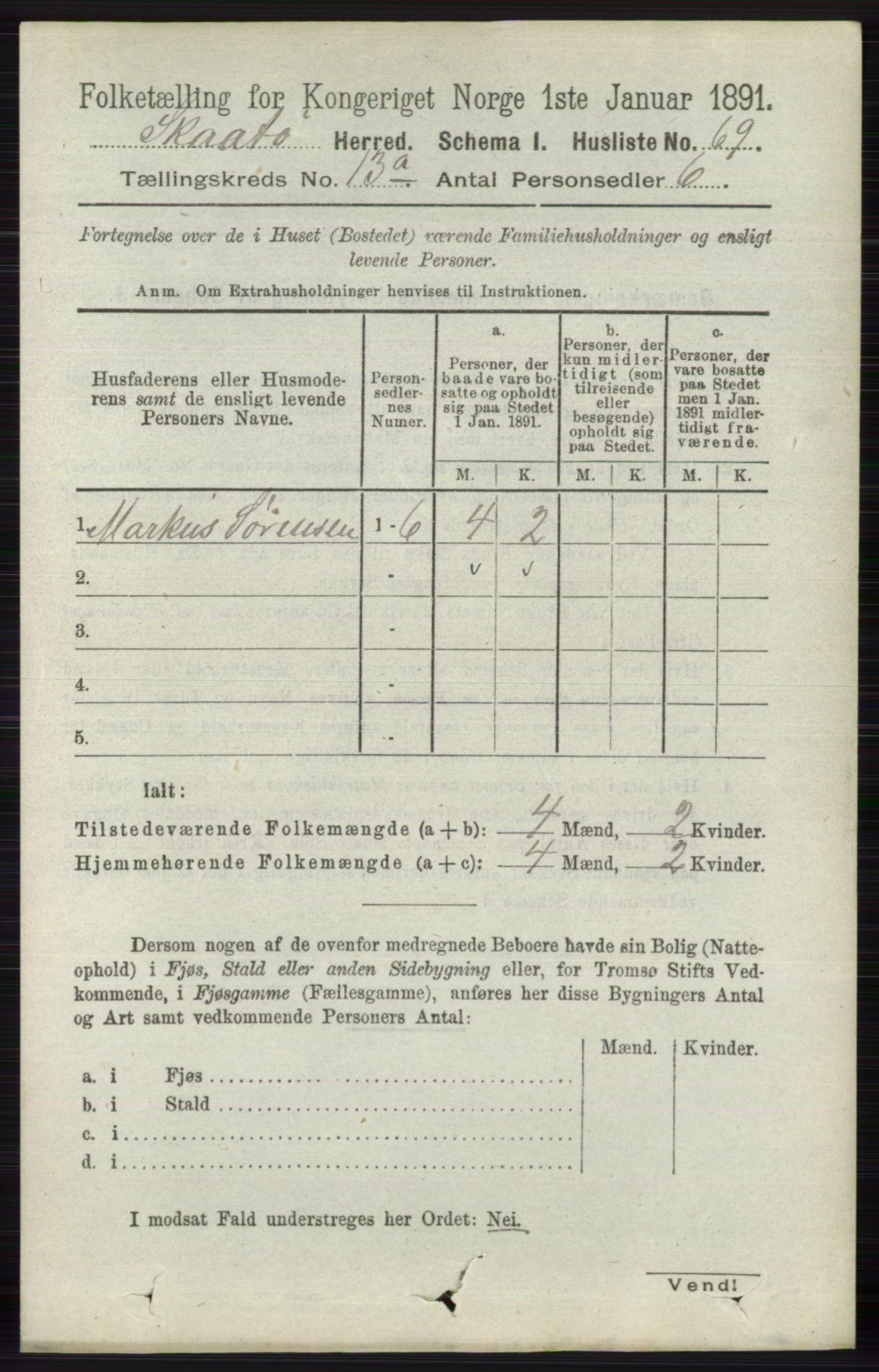 RA, 1891 census for 0815 Skåtøy, 1891, p. 4450