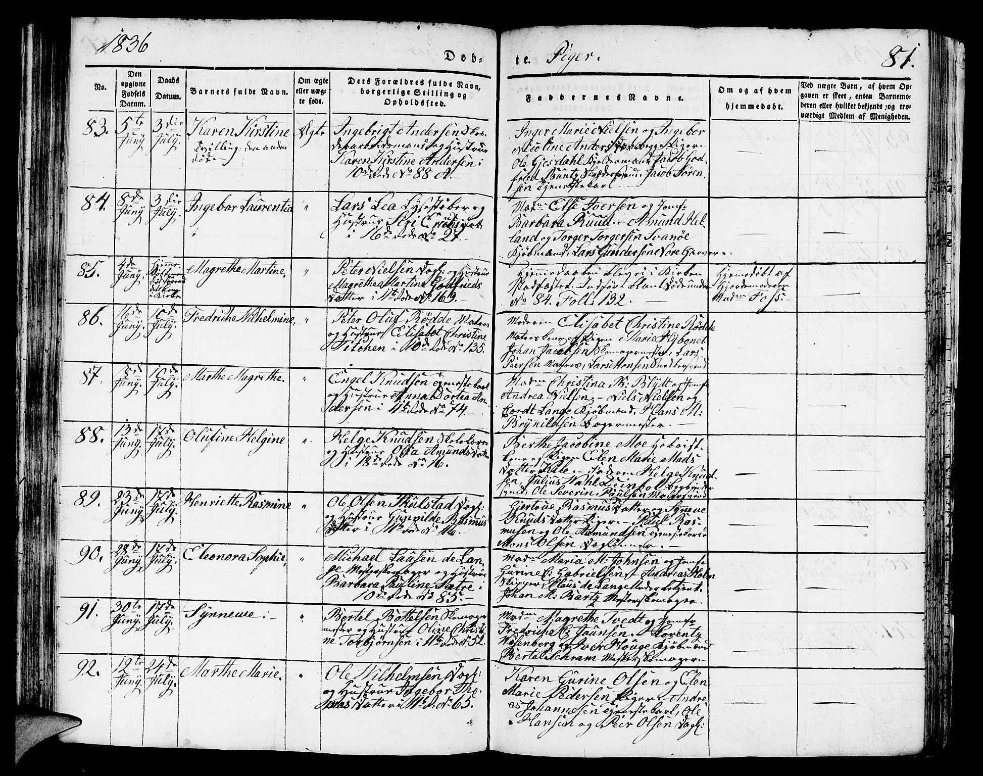Domkirken sokneprestembete, SAB/A-74801/H/Hab/L0008: Parish register (copy) no. B 1, 1836-1841, p. 81