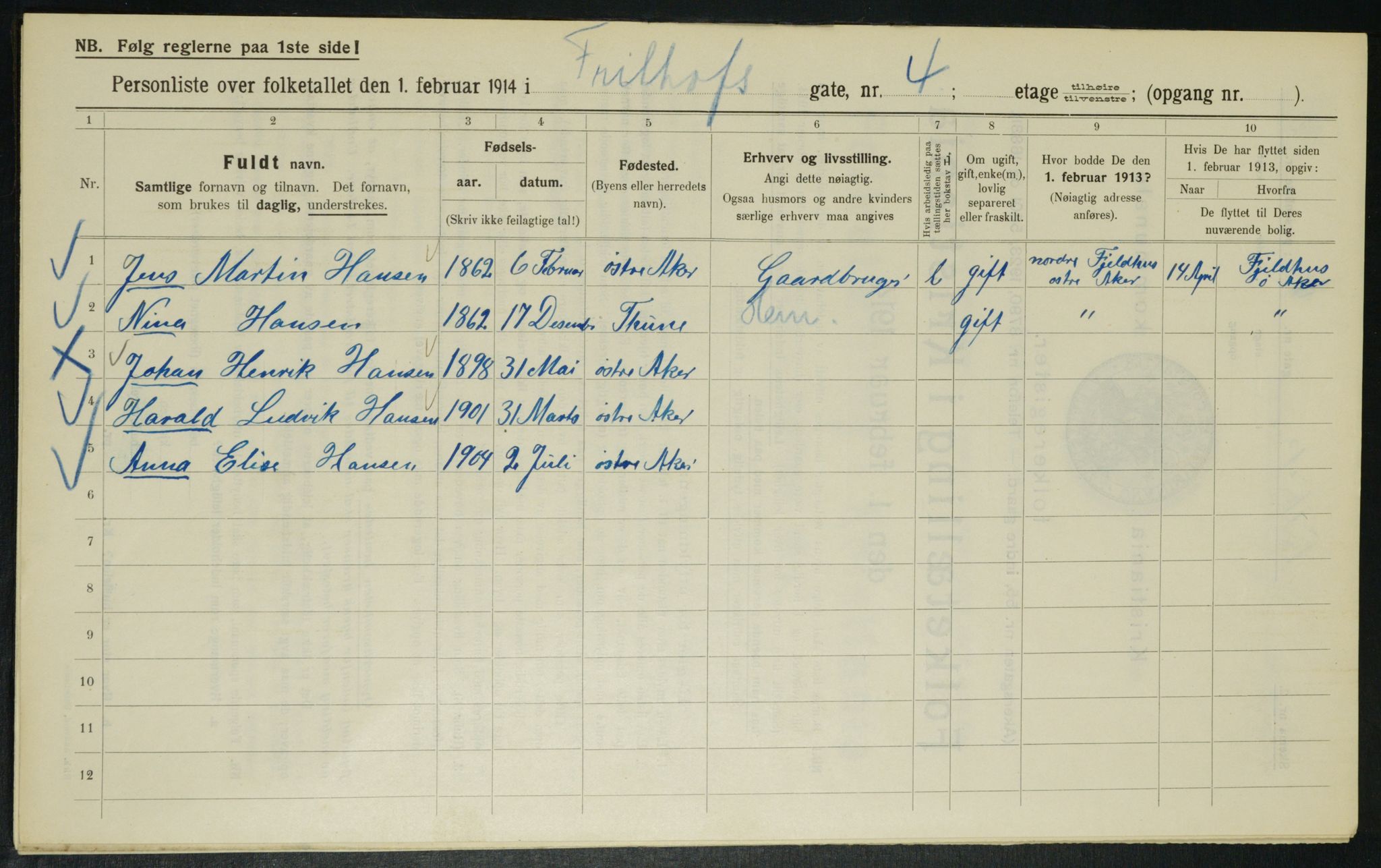 OBA, Municipal Census 1914 for Kristiania, 1914, p. 27021