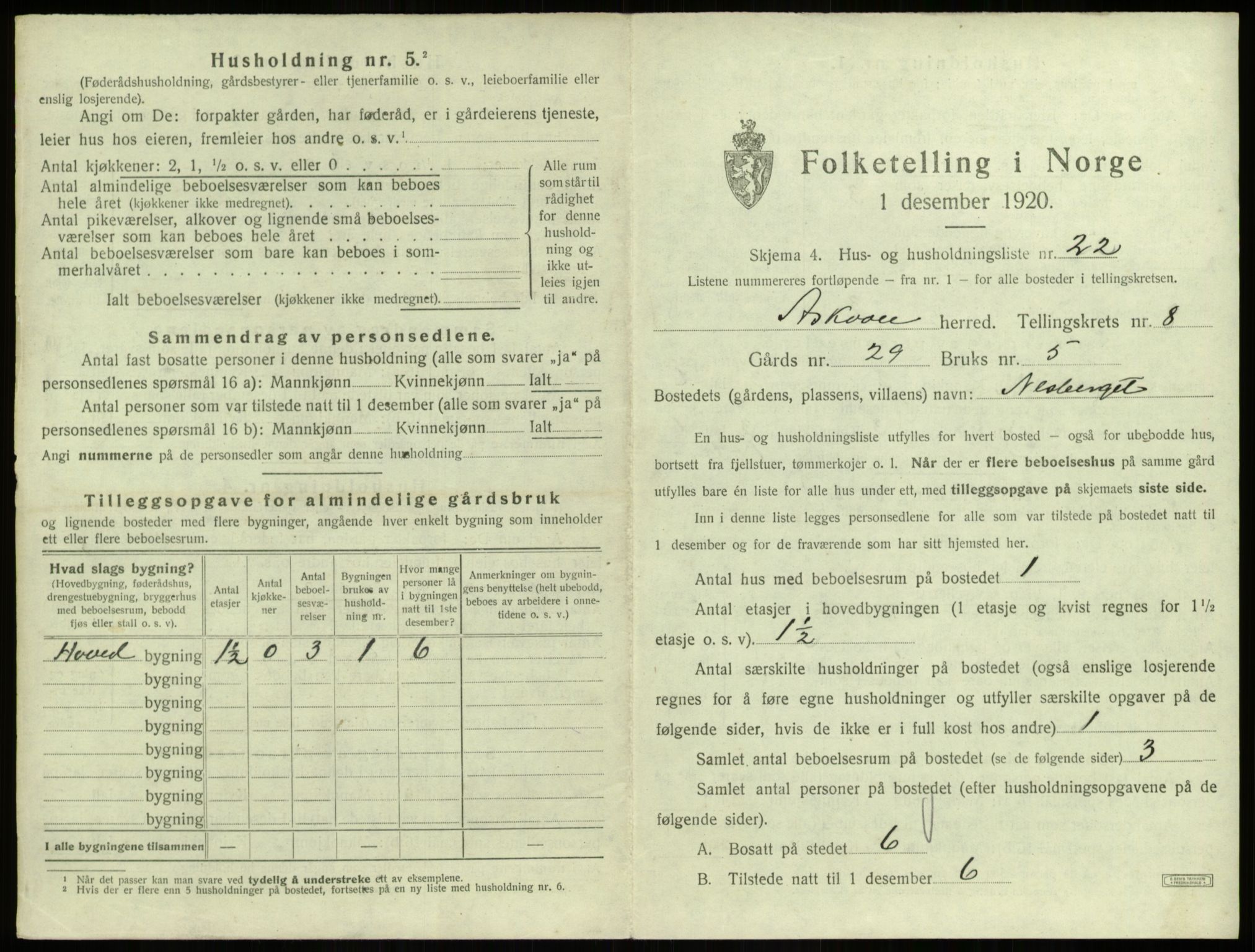 SAB, 1920 census for Askvoll, 1920, p. 458