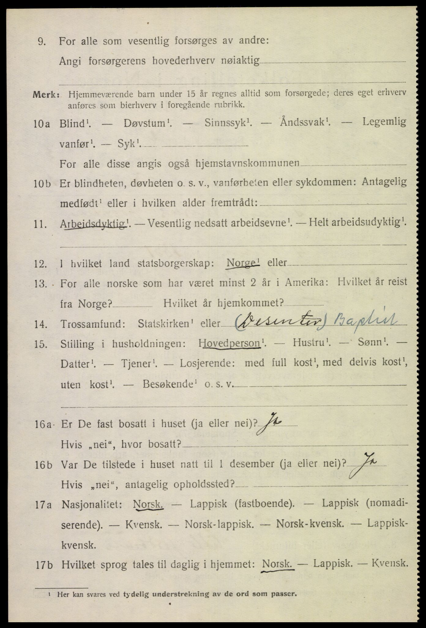 SAT, 1920 census for Dverberg, 1920, p. 3659