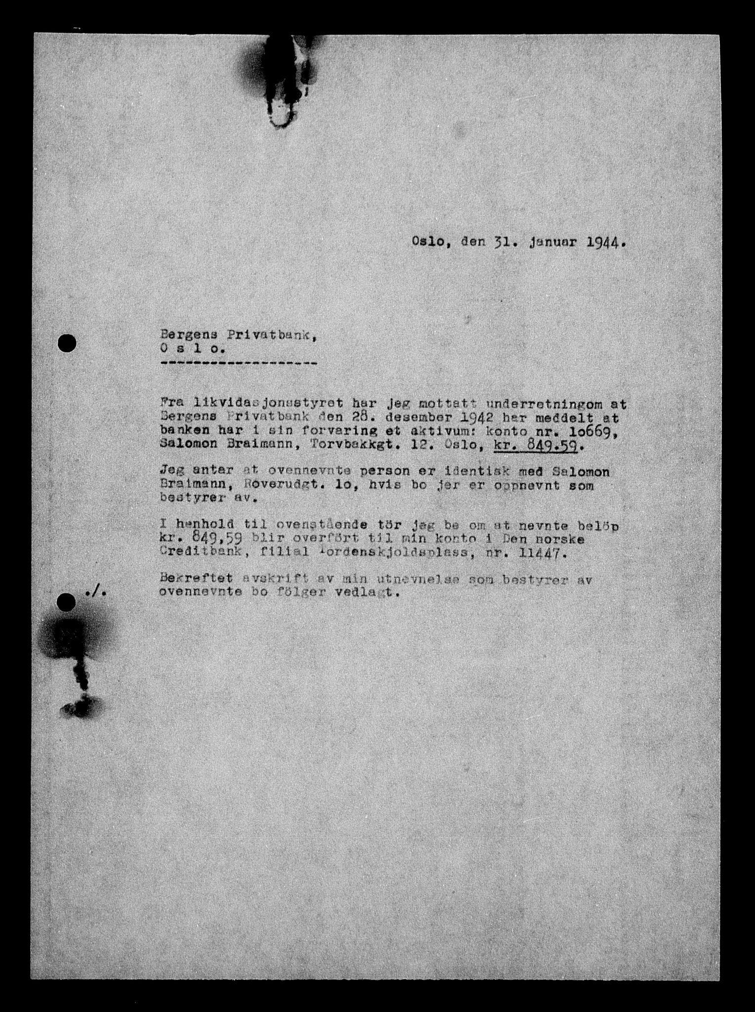 Justisdepartementet, Tilbakeføringskontoret for inndratte formuer, AV/RA-S-1564/H/Hc/Hcc/L0927: --, 1945-1947, p. 468
