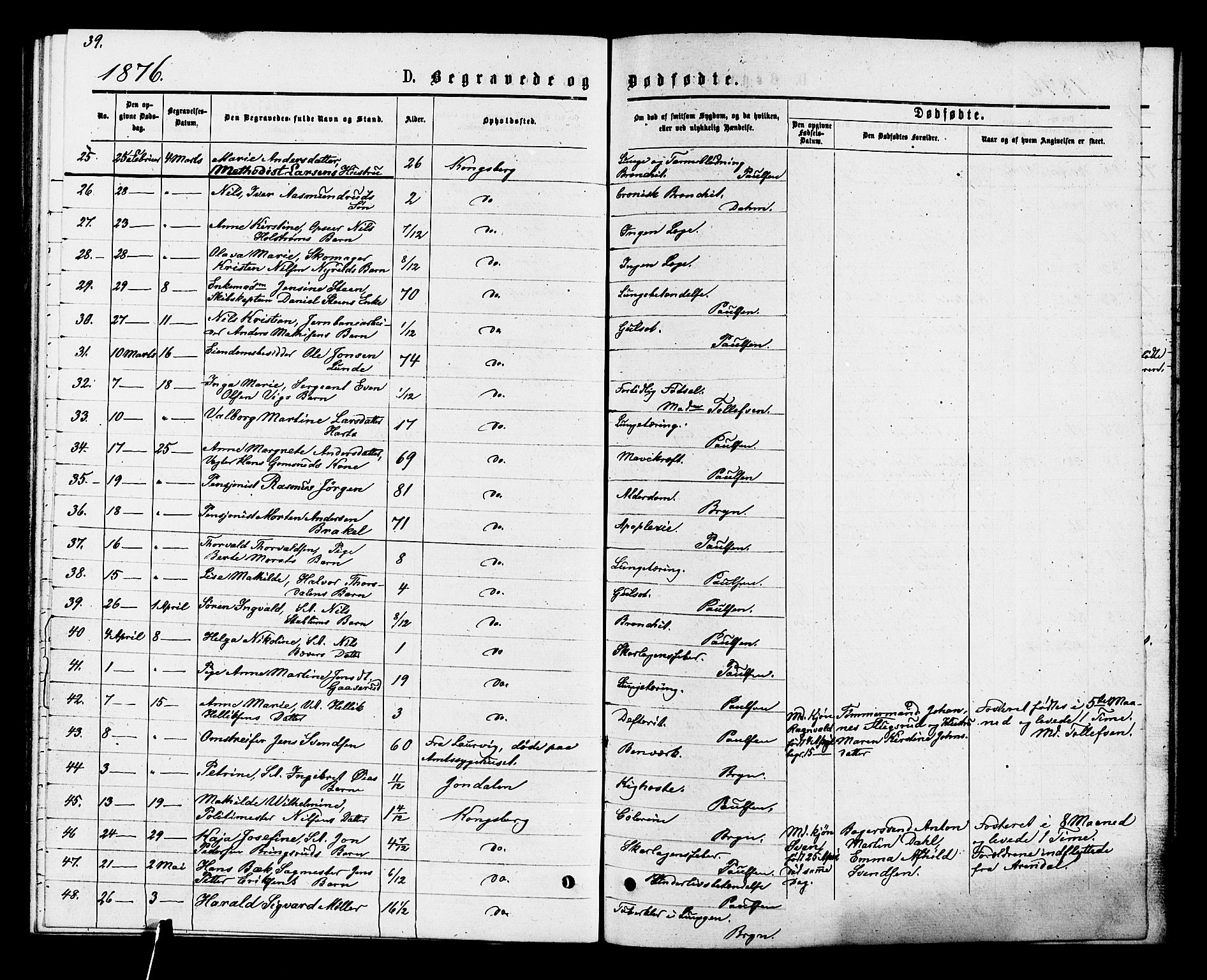 Kongsberg kirkebøker, SAKO/A-22/F/Fa/L0011: Parish register (official) no. I 11, 1876-1877, p. 39