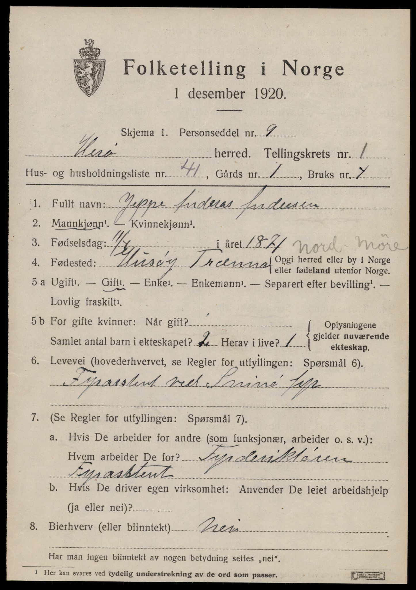 SAT, 1920 census for Herøy (MR), 1920, p. 1989