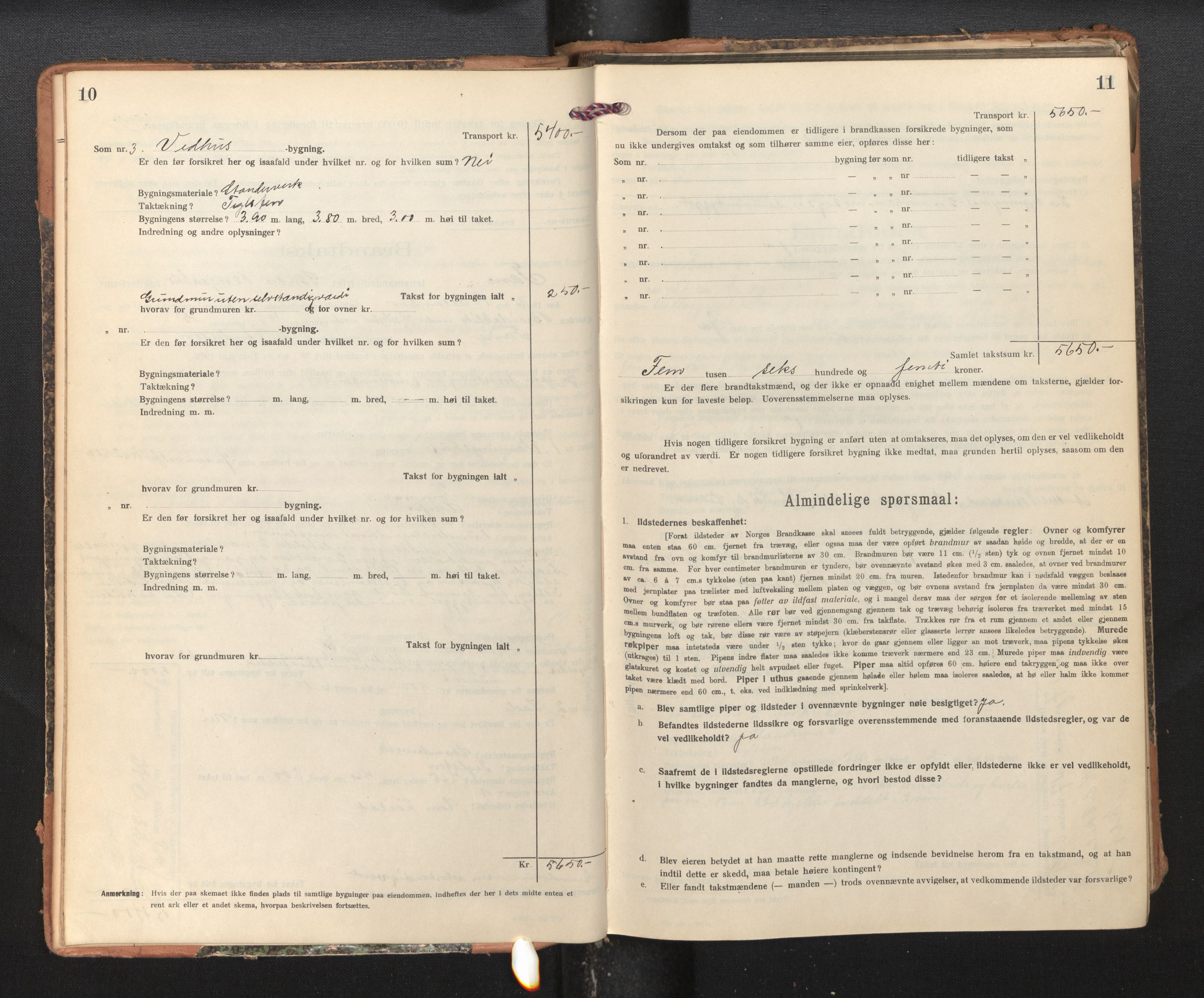 Lensmannen i Fana, AV/SAB-A-31801/0012/L0021: Branntakstprotokoll skjematakst, 1916-1923, p. 10-11