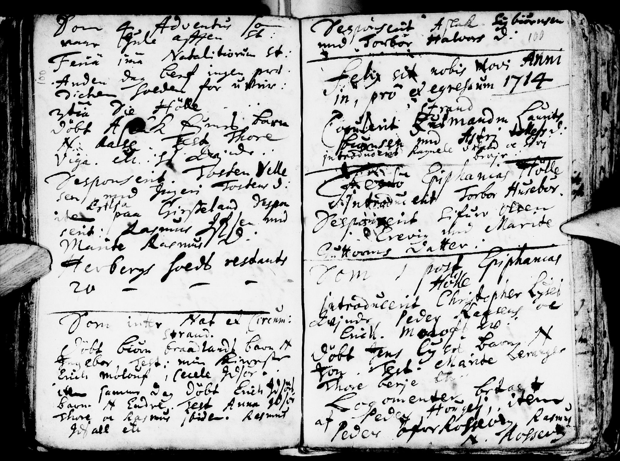 Strand sokneprestkontor, AV/SAST-A-101828/H/Ha/Haa/L0001: Parish register (official) no. A 1, 1702-1745, p. 100