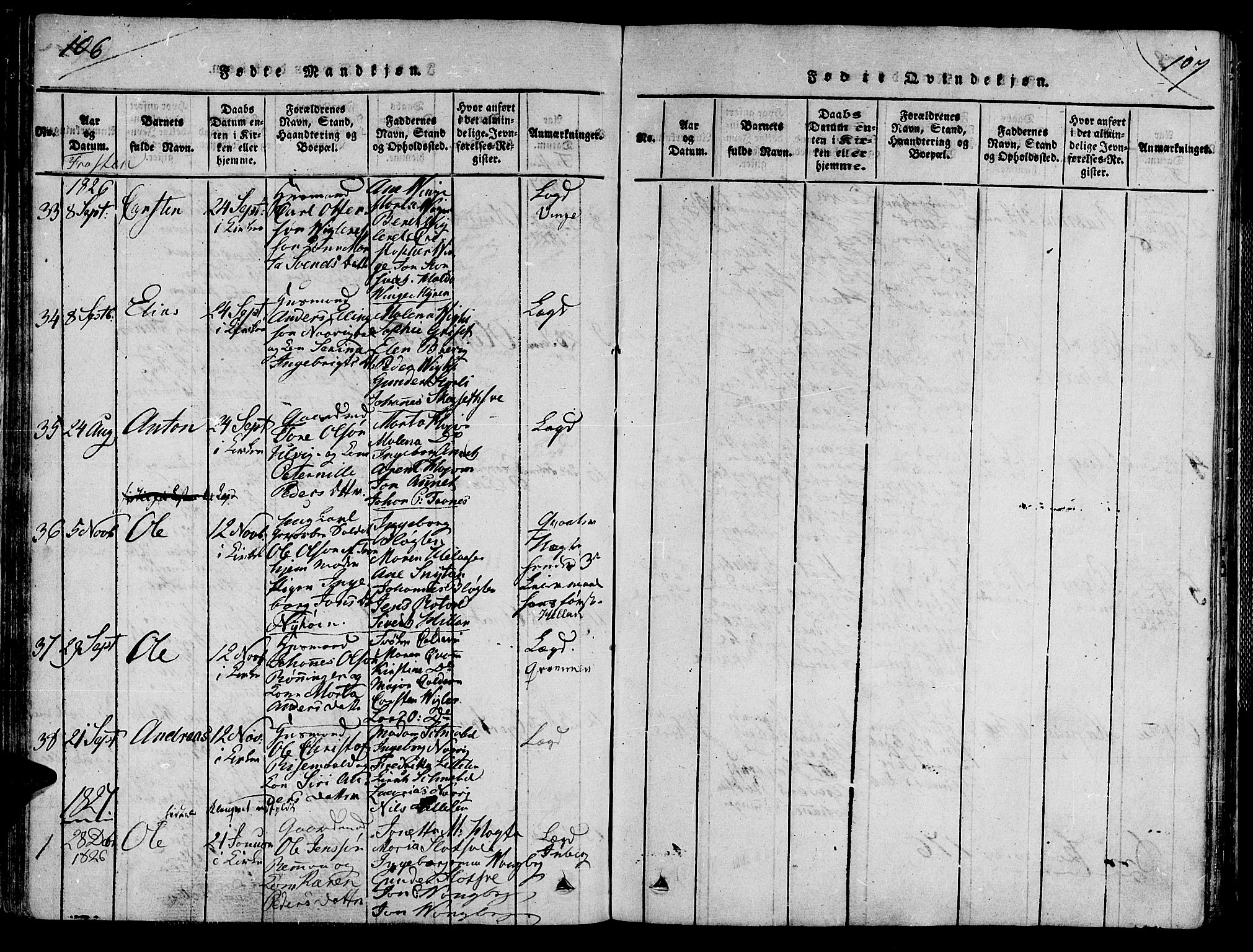 Ministerialprotokoller, klokkerbøker og fødselsregistre - Nord-Trøndelag, SAT/A-1458/713/L0112: Parish register (official) no. 713A04 /1, 1817-1827, p. 106-107