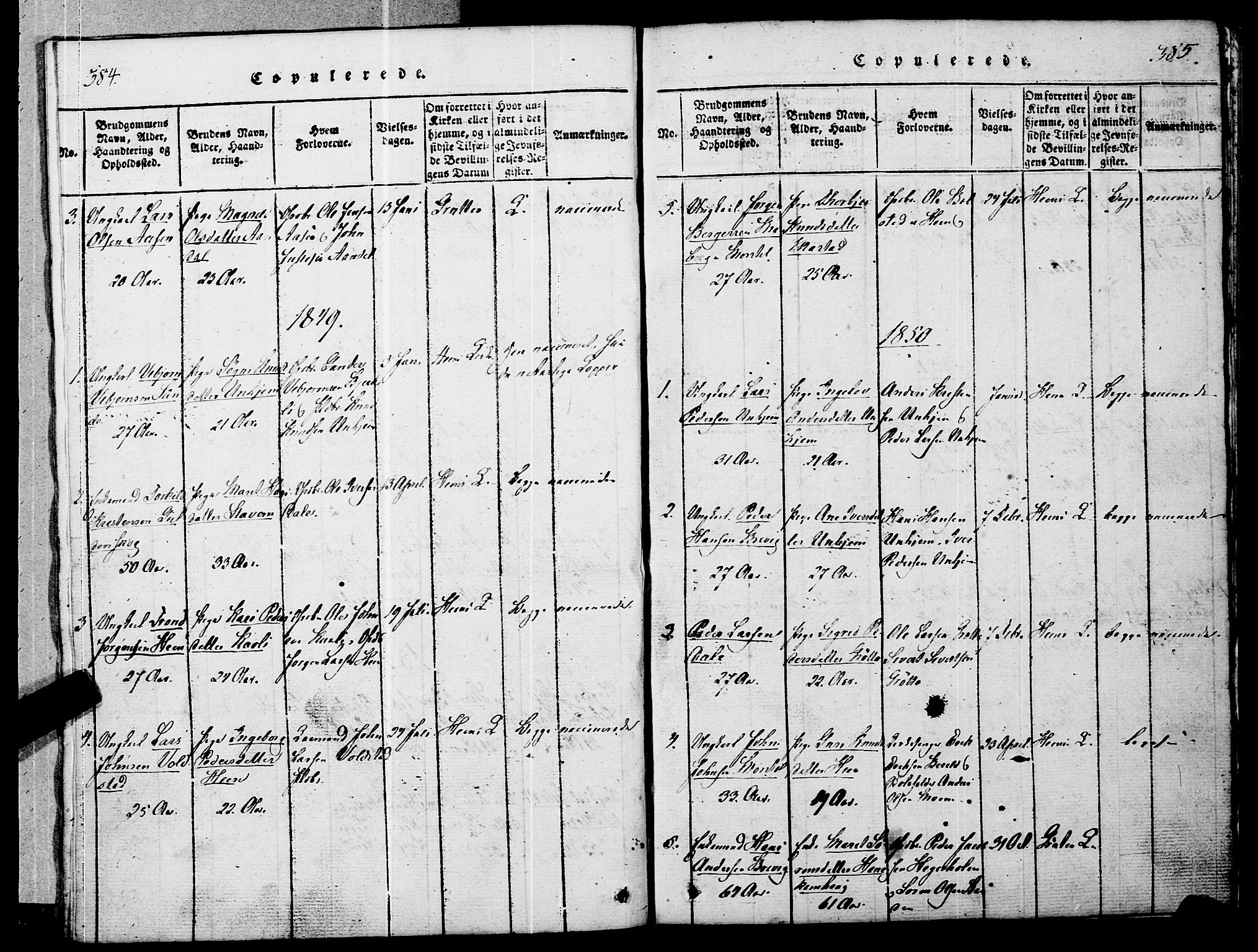 Ministerialprotokoller, klokkerbøker og fødselsregistre - Møre og Romsdal, SAT/A-1454/545/L0585: Parish register (official) no. 545A01, 1818-1853, p. 384-385