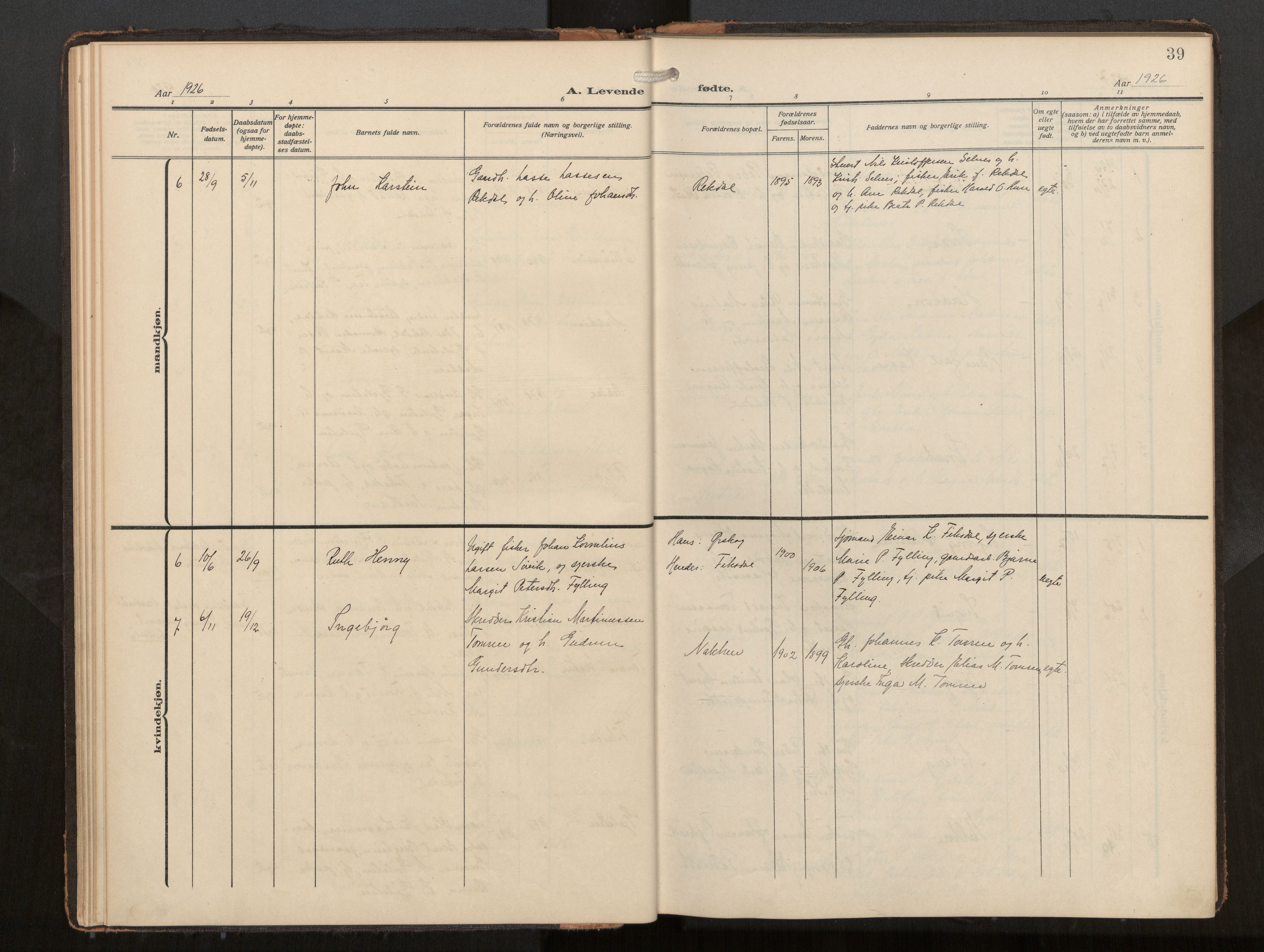 Ministerialprotokoller, klokkerbøker og fødselsregistre - Møre og Romsdal, AV/SAT-A-1454/540/L0540b: Parish register (official) no. 540A03, 1909-1932, p. 39