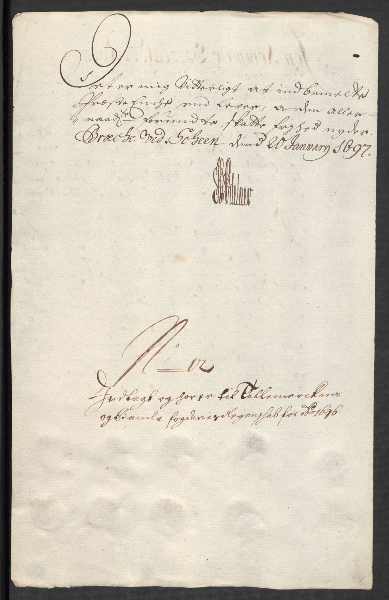 Rentekammeret inntil 1814, Reviderte regnskaper, Fogderegnskap, RA/EA-4092/R36/L2095: Fogderegnskap Øvre og Nedre Telemark og Bamble, 1696, p. 163