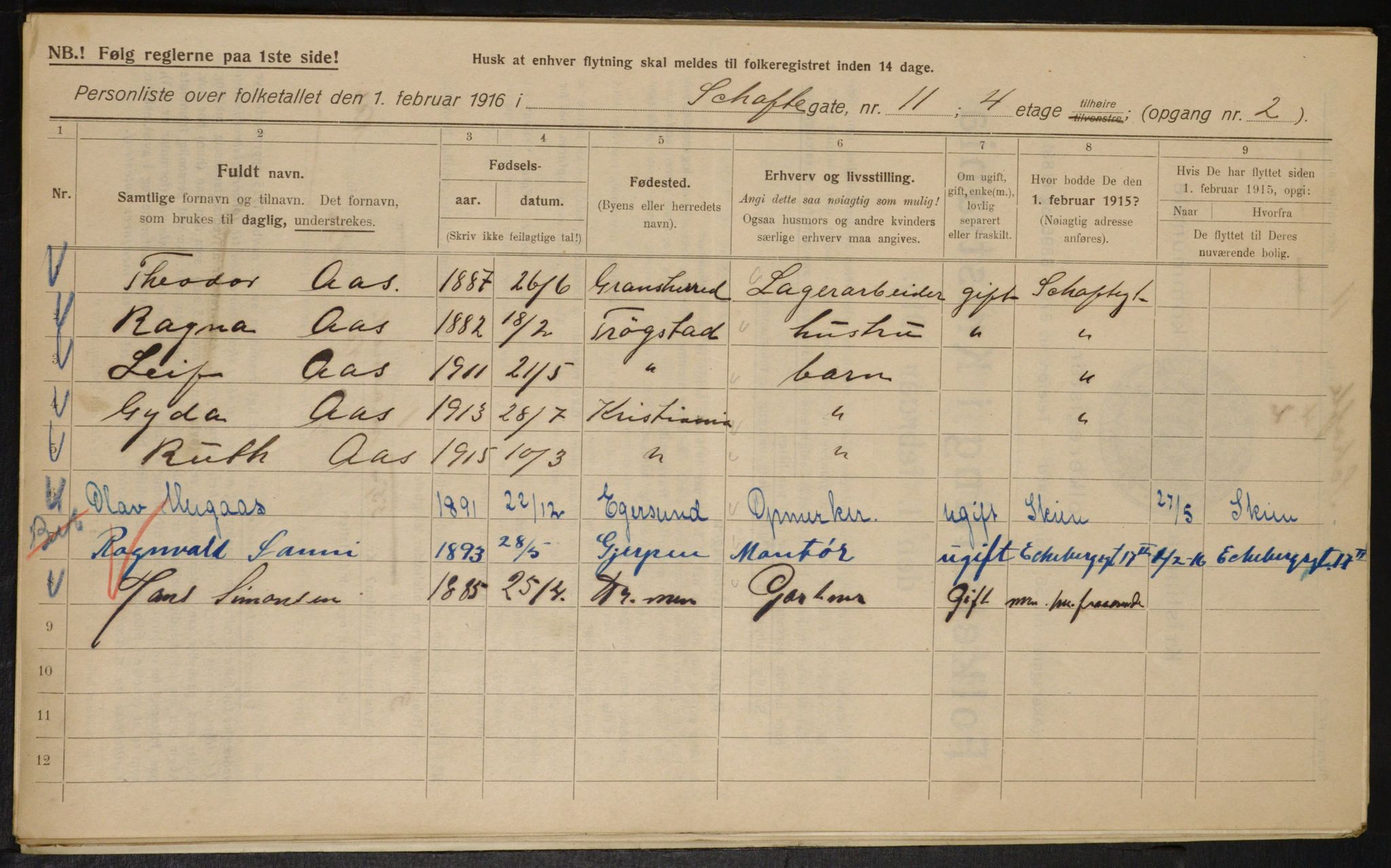 OBA, Municipal Census 1916 for Kristiania, 1916, p. 91583