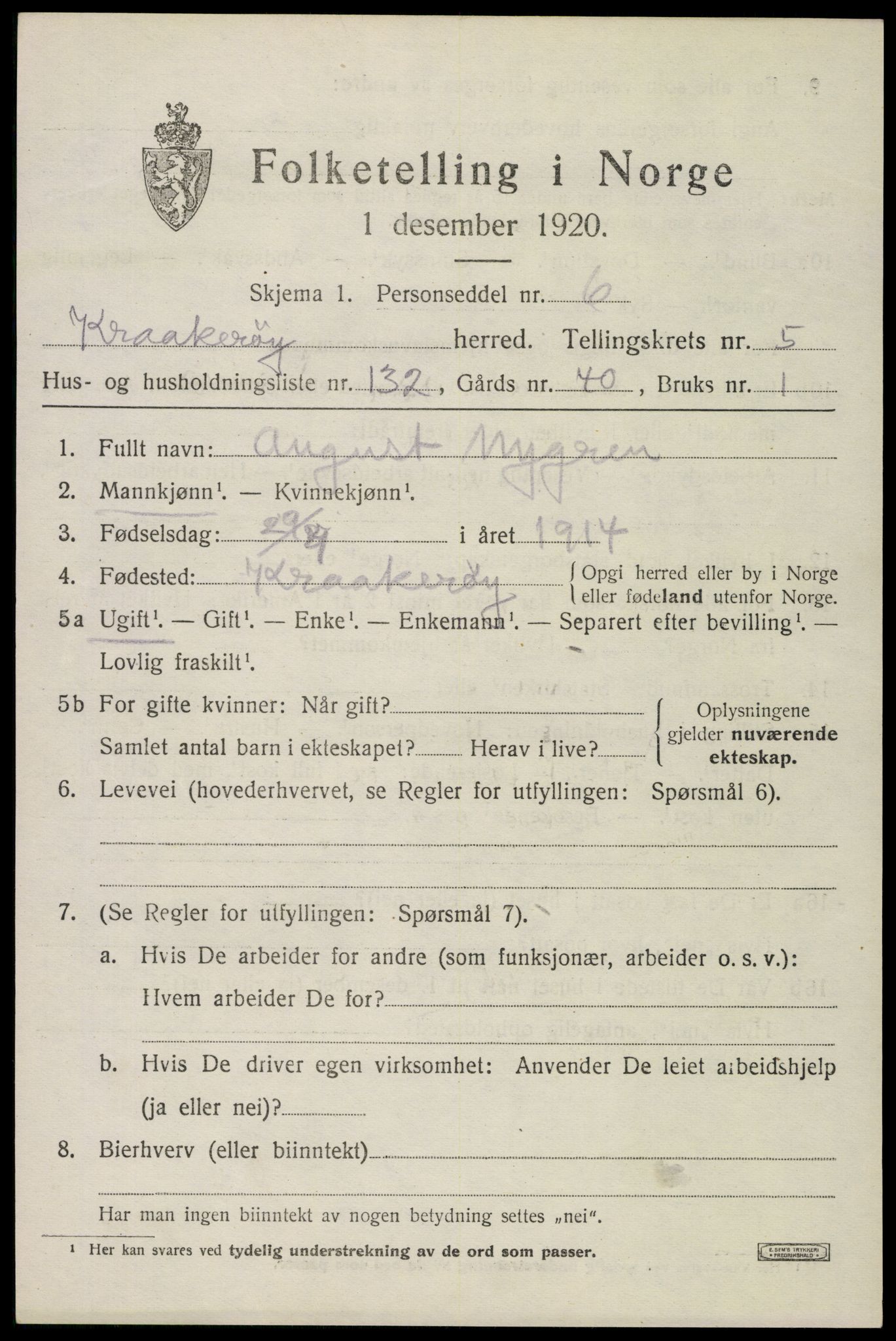 SAO, 1920 census for Kråkerøy, 1920, p. 8002