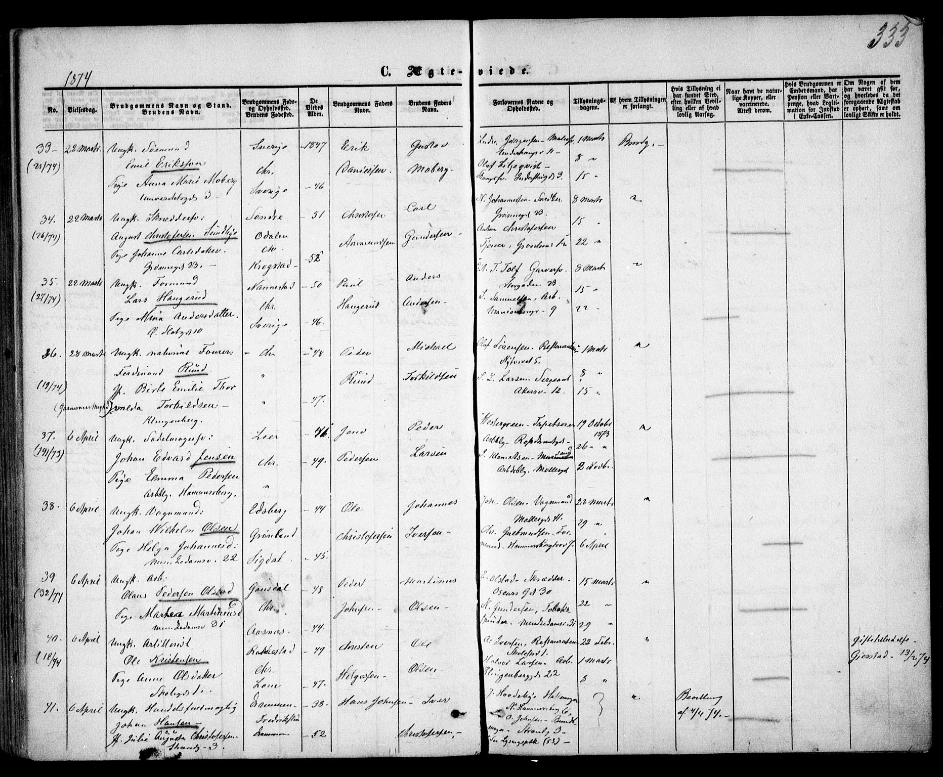 Trefoldighet prestekontor Kirkebøker, SAO/A-10882/F/Fc/L0001: Parish register (official) no. III 1, 1858-1874, p. 333