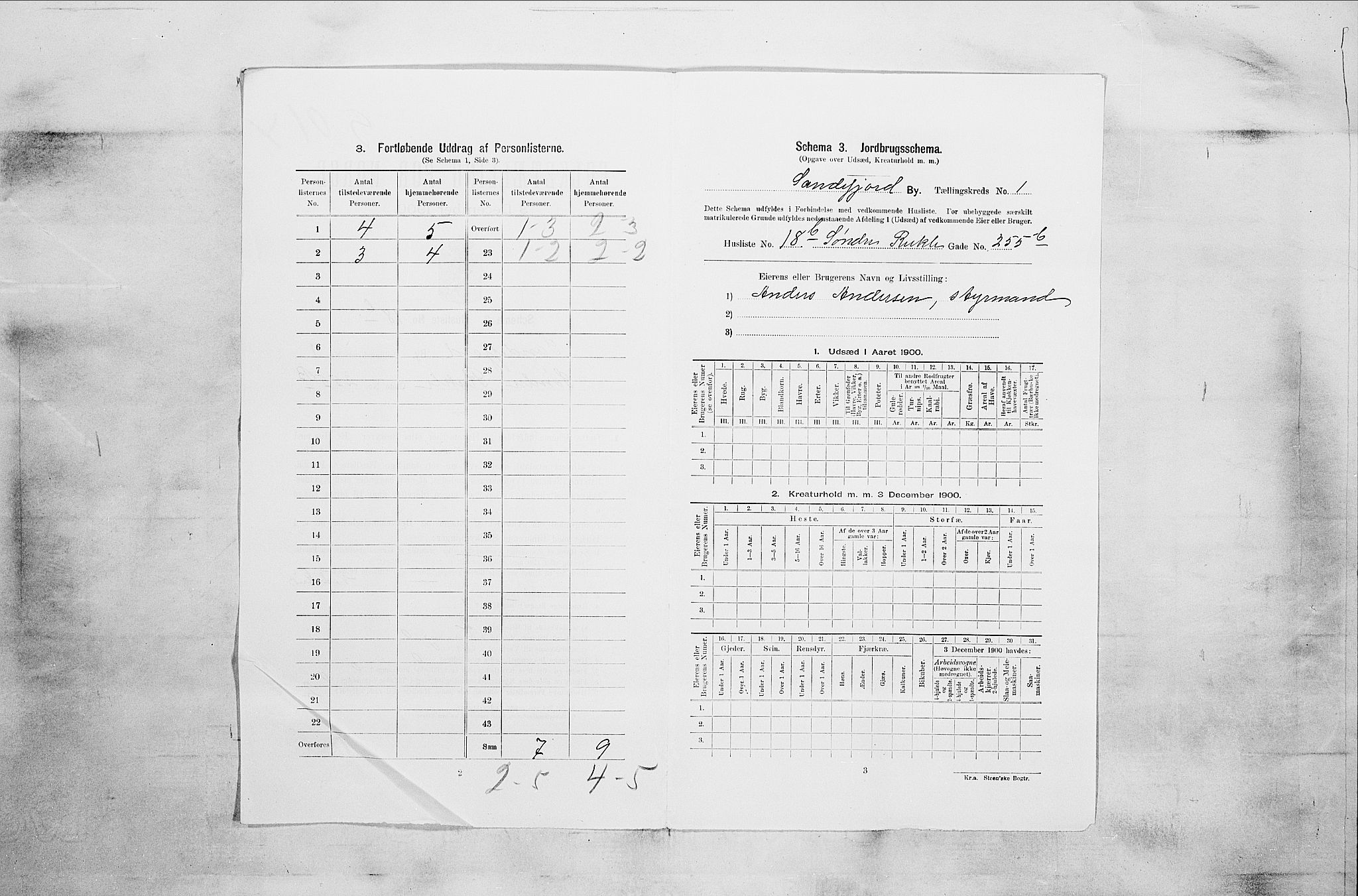 RA, 1900 census for Sandefjord, 1900, p. 2856