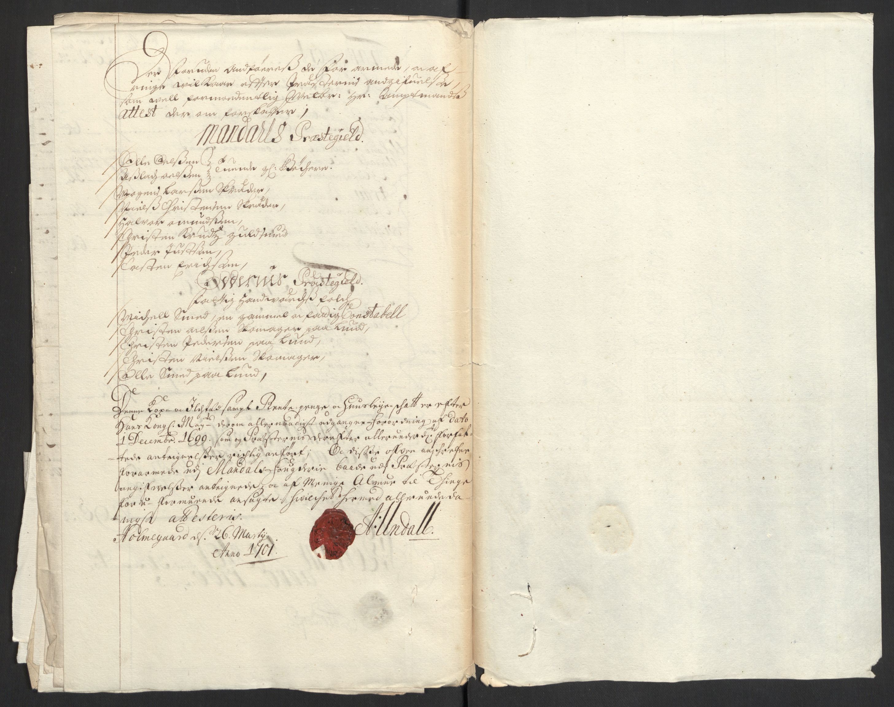 Rentekammeret inntil 1814, Reviderte regnskaper, Fogderegnskap, AV/RA-EA-4092/R43/L2548: Fogderegnskap Lista og Mandal, 1700, p. 172