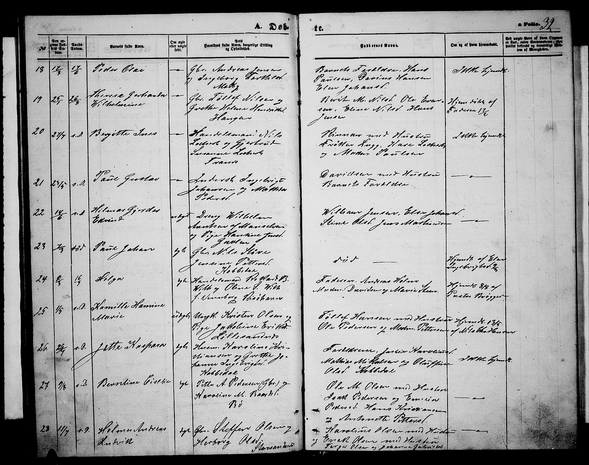 Ministerialprotokoller, klokkerbøker og fødselsregistre - Nordland, SAT/A-1459/898/L1426: Parish register (copy) no. 898C01, 1869-1886, p. 32