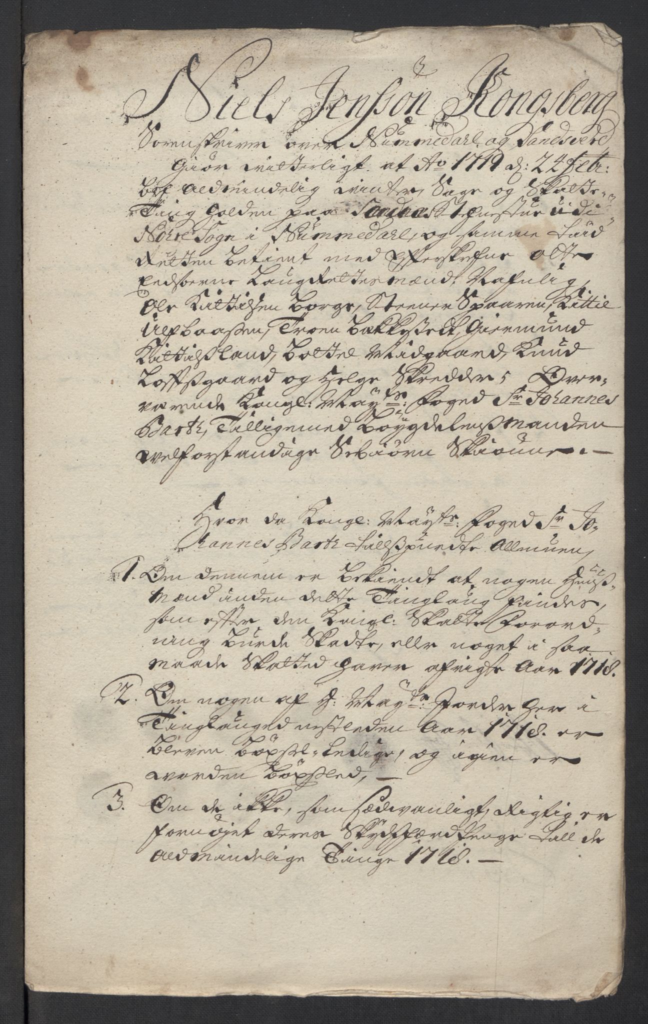 Rentekammeret inntil 1814, Reviderte regnskaper, Fogderegnskap, AV/RA-EA-4092/R24/L1594: Fogderegnskap Numedal og Sandsvær, 1718, p. 205