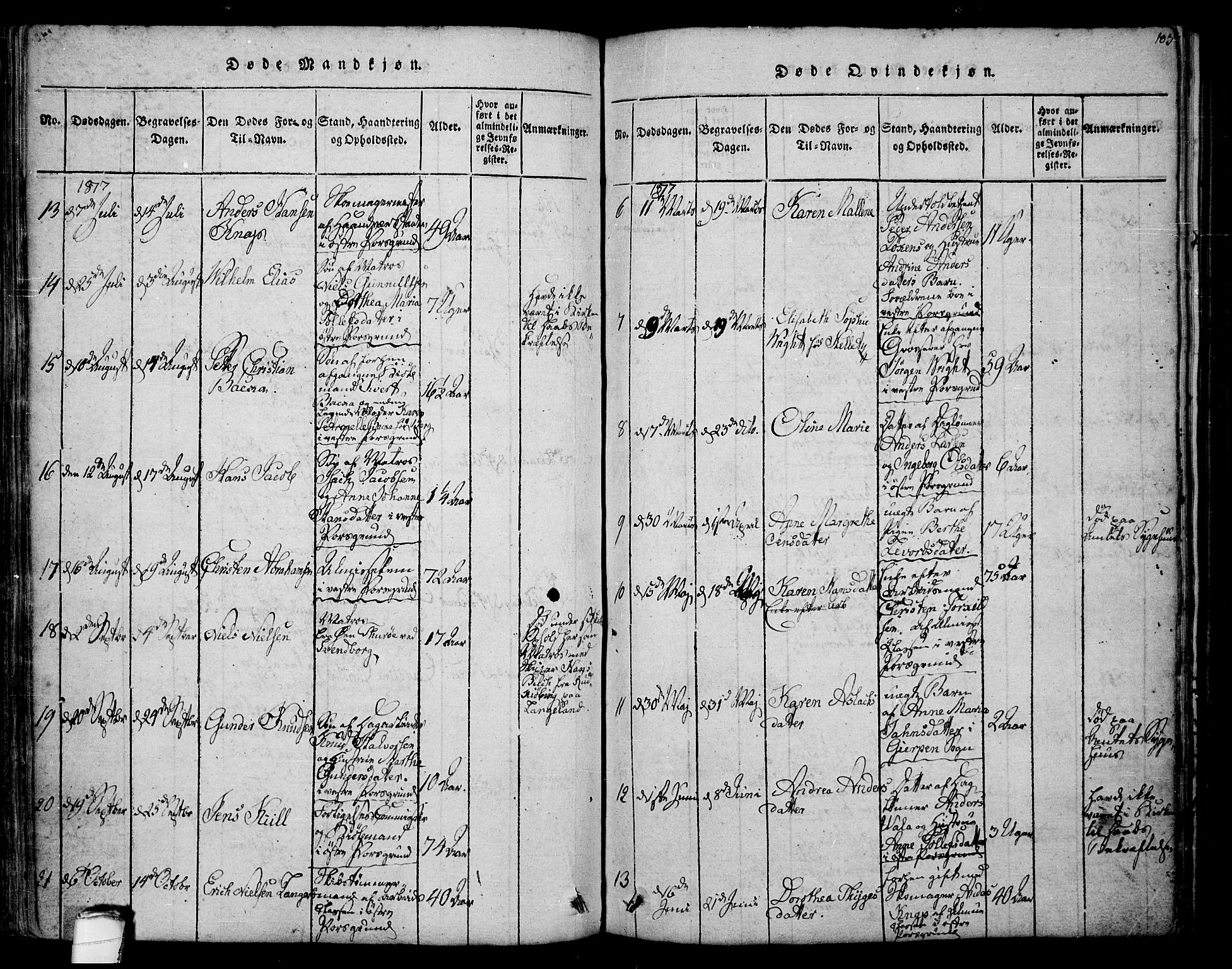 Porsgrunn kirkebøker , SAKO/A-104/F/Fa/L0004: Parish register (official) no. 4, 1814-1828, p. 103