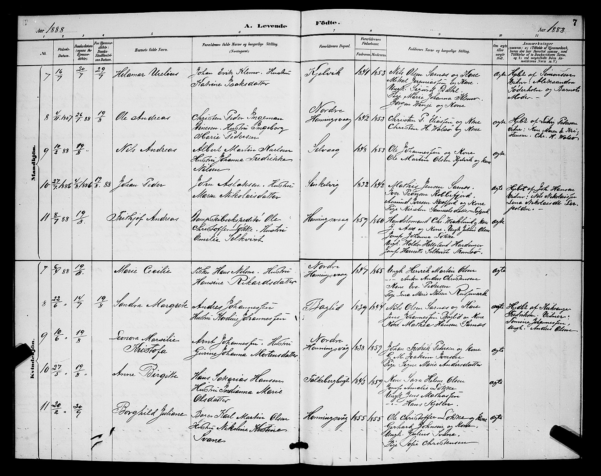 Måsøy sokneprestkontor, AV/SATØ-S-1348/H/Hb/L0004klokker: Parish register (copy) no. 4, 1887-1889, p. 7