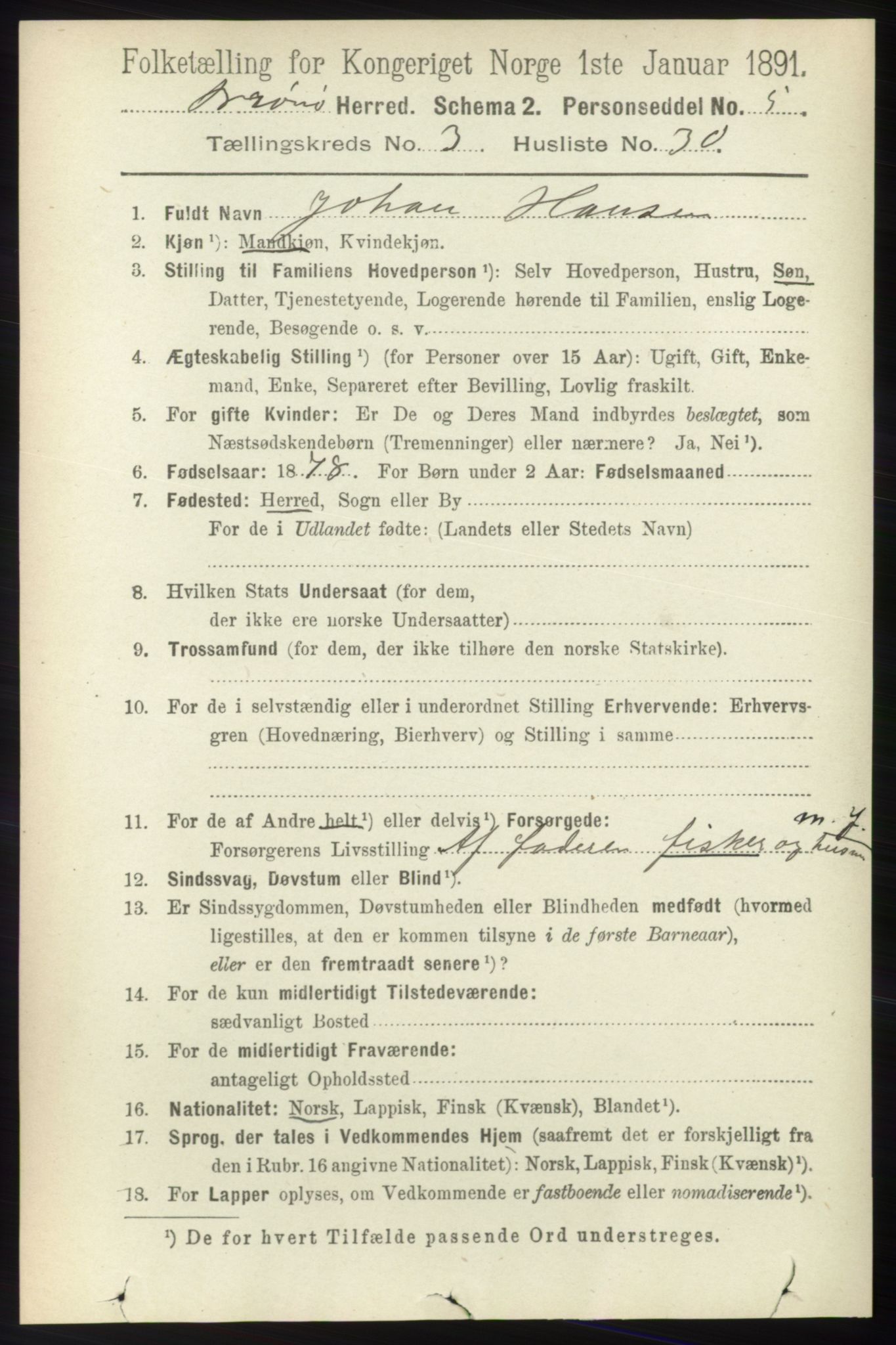 RA, 1891 census for 1814 Brønnøy, 1891, p. 1506