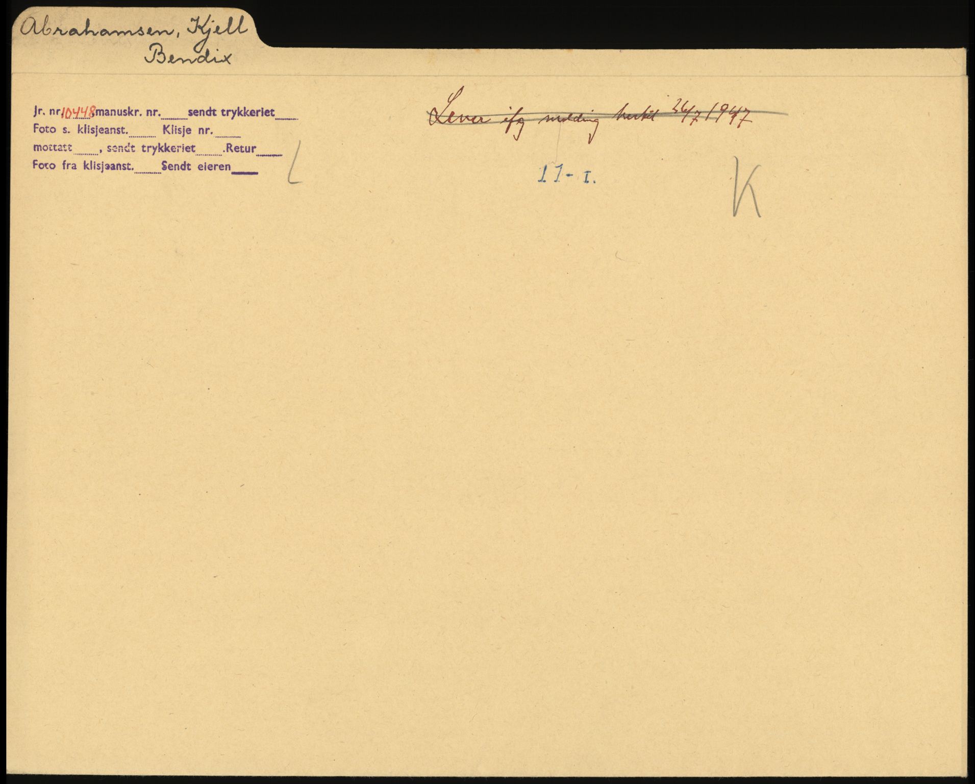 Sosialdepartementet, Våre Falne, RA/S-1708/E/Ee/L0025: Personmapper: Abelsen 01 - Amundsen, H. 65, 1945-1951, p. 217