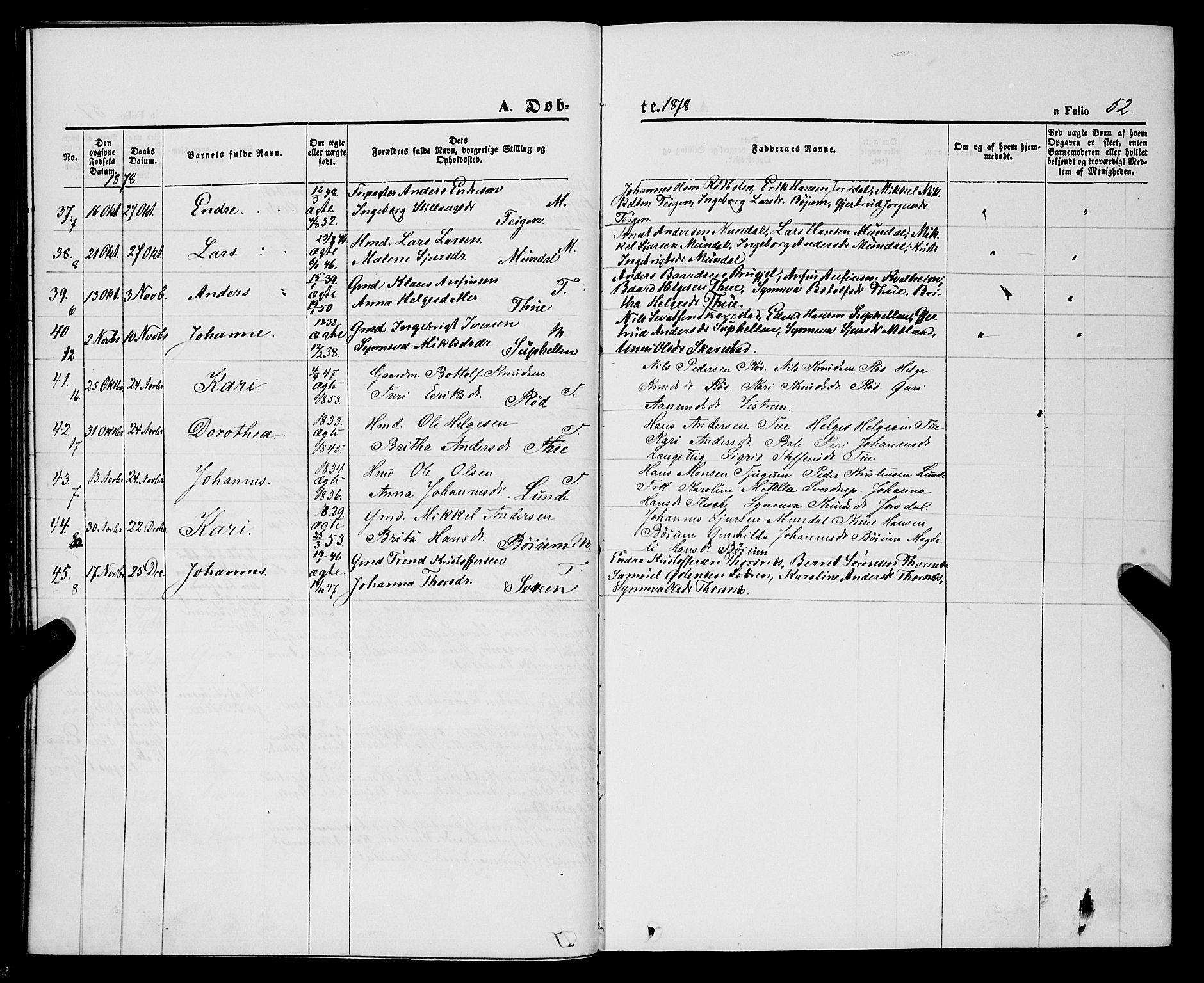 Balestrand sokneprestembete, AV/SAB-A-79601/H/Haa/Haaa/L0003: Parish register (official) no. A 3, 1867-1878, p. 52