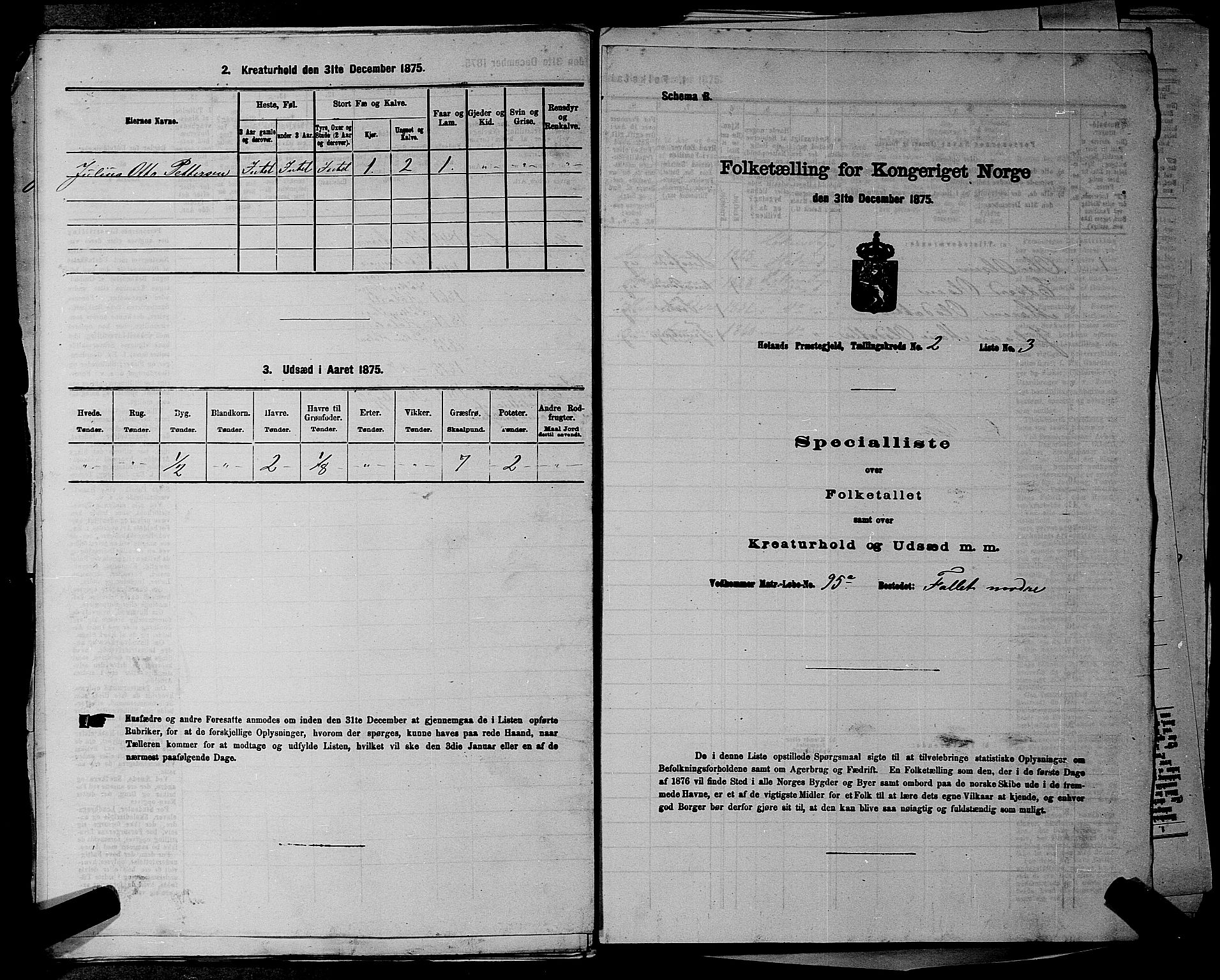 RA, 1875 census for 0221P Høland, 1875, p. 421