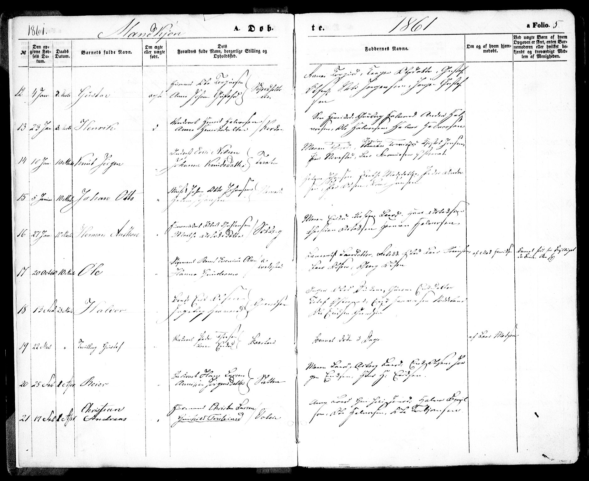 Holt sokneprestkontor, SAK/1111-0021/F/Fa/L0009: Parish register (official) no. A 9, 1861-1871, p. 5