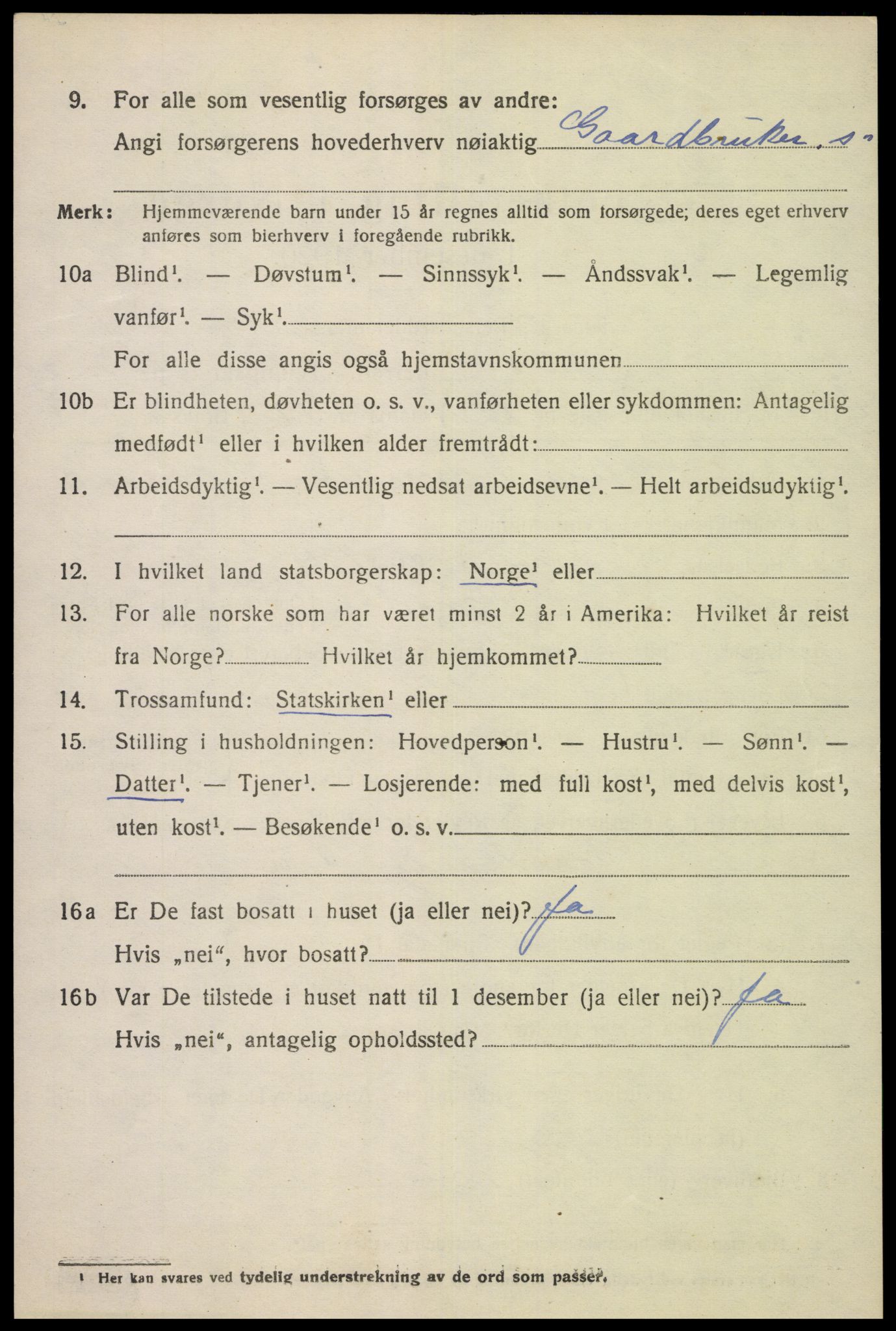 SAK, 1920 census for Herad, 1920, p. 1047