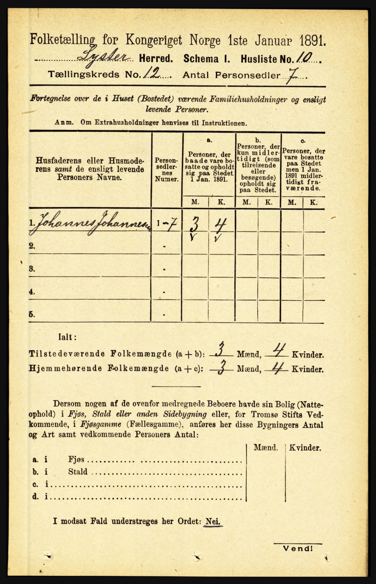 RA, 1891 census for 1426 Luster, 1891, p. 3712