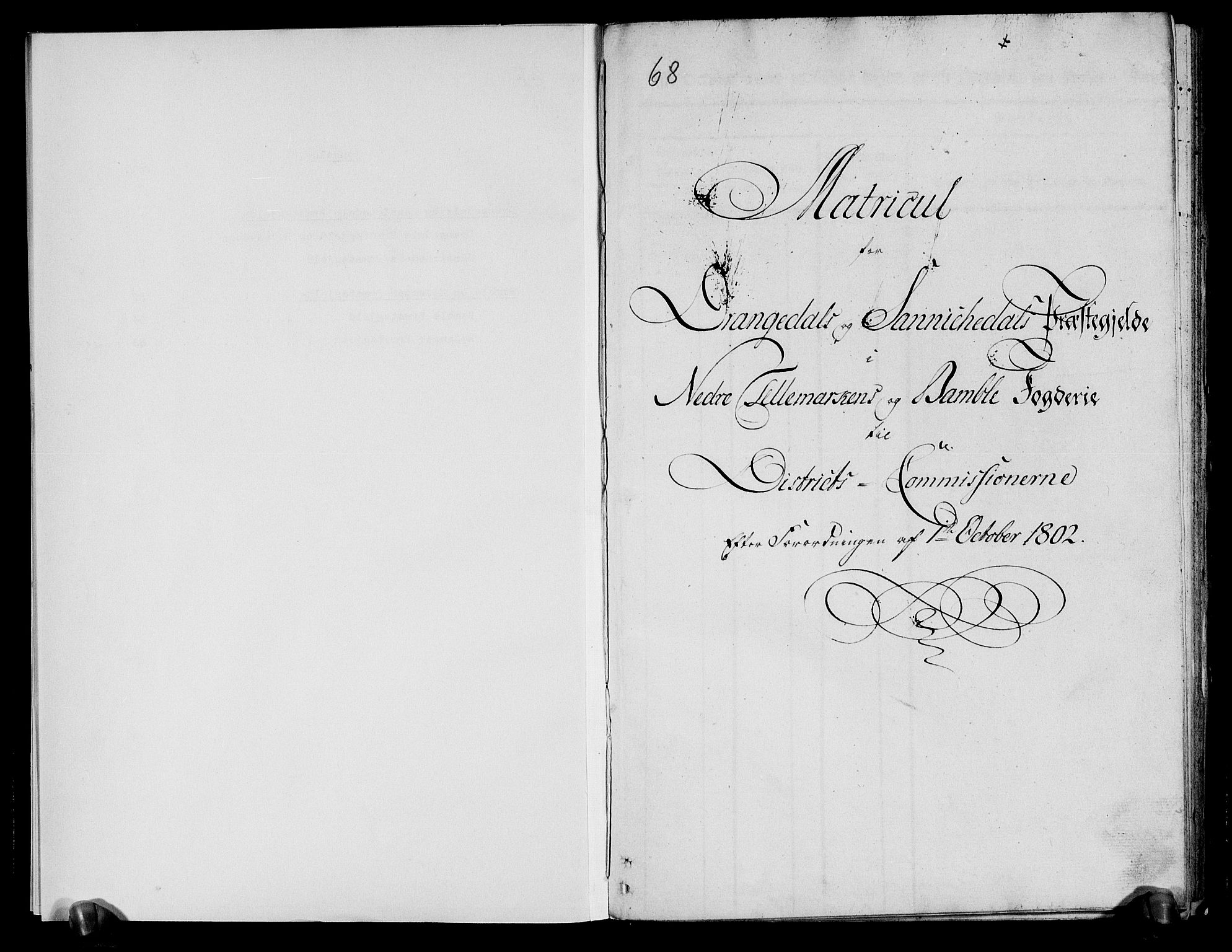 Rentekammeret inntil 1814, Realistisk ordnet avdeling, RA/EA-4070/N/Ne/Nea/L0068: og 0069: Nedre Telemarken og Bamble fogderi. Kommisjonsprotokoll for Drangedal, Sannidal, Bamble og Eidanger prestegjeld., 1803, p. 4
