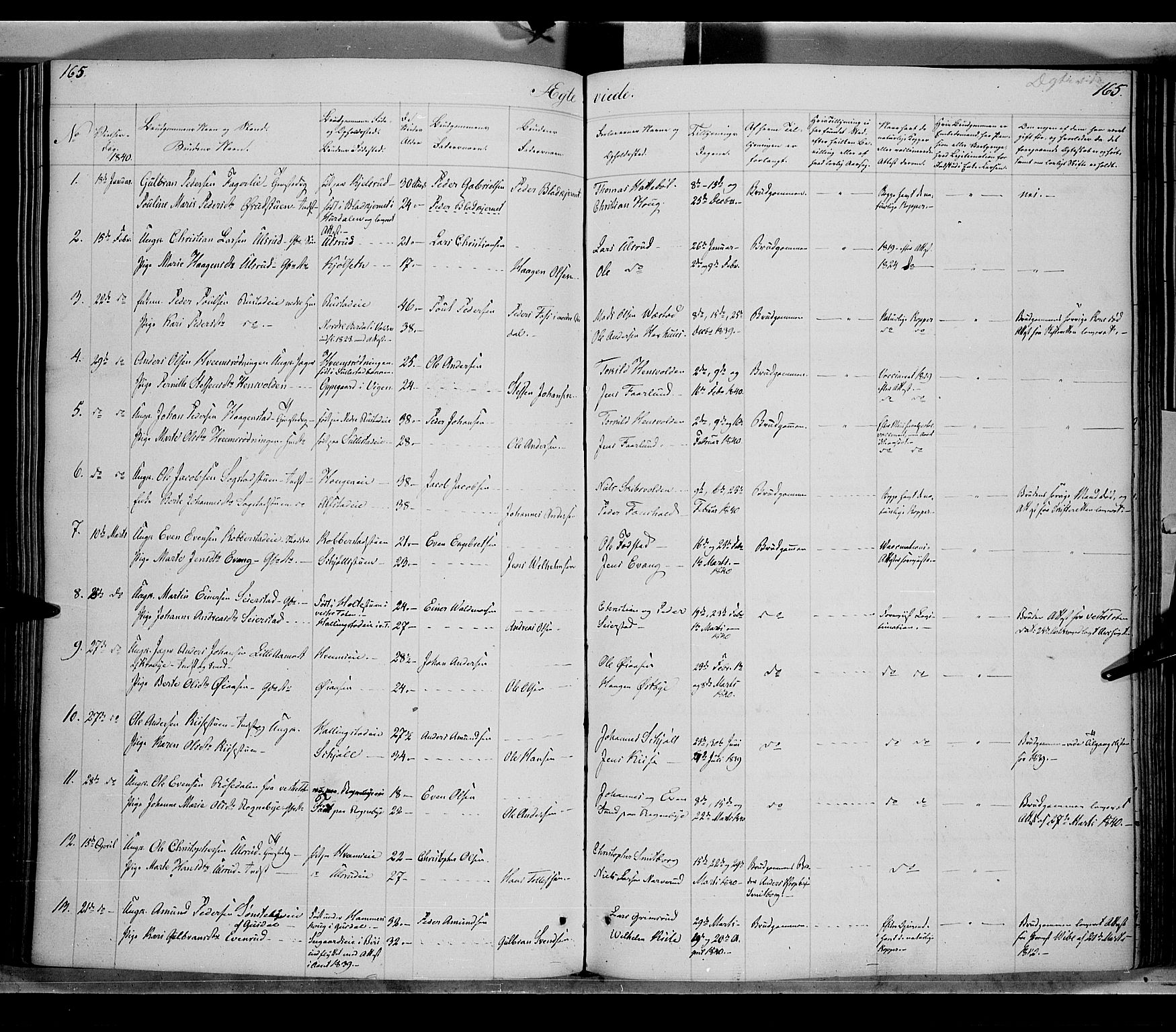 Østre Toten prestekontor, SAH/PREST-104/H/Ha/Haa/L0002: Parish register (official) no. 2, 1840-1847, p. 165