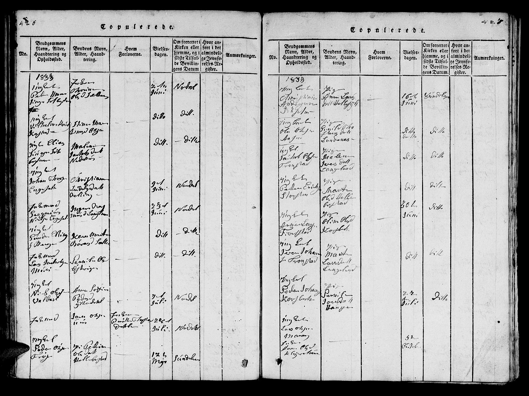Ministerialprotokoller, klokkerbøker og fødselsregistre - Møre og Romsdal, SAT/A-1454/519/L0246: Parish register (official) no. 519A05, 1817-1834, p. 426-427