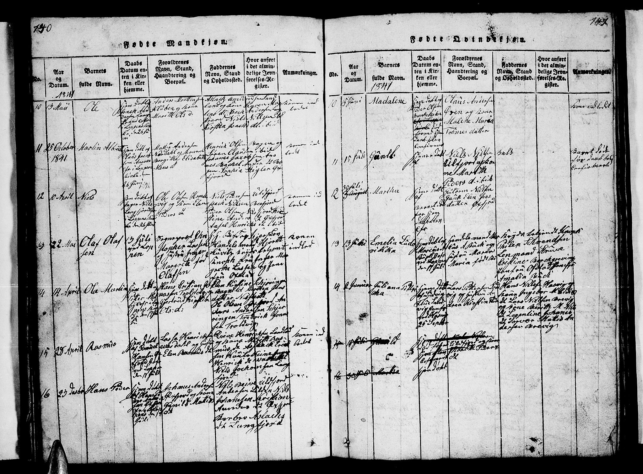 Loppa sokneprestkontor, AV/SATØ-S-1339/H/Hb/L0001klokker: Parish register (copy) no. 1, 1820-1849, p. 140-141