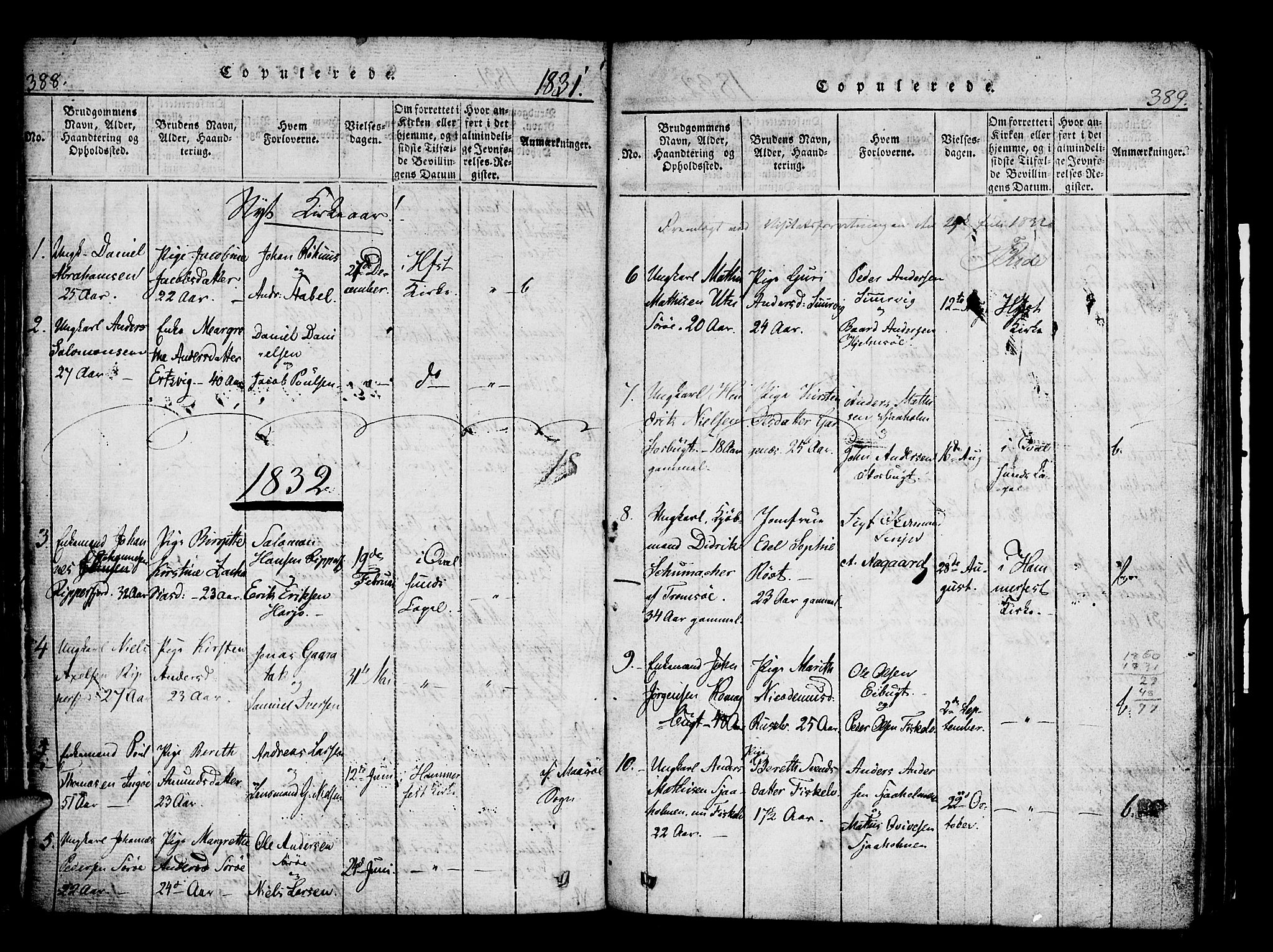 Hammerfest sokneprestkontor, AV/SATØ-S-1347/H/Ha/L0003.kirke: Parish register (official) no. 3, 1821-1842, p. 388-389