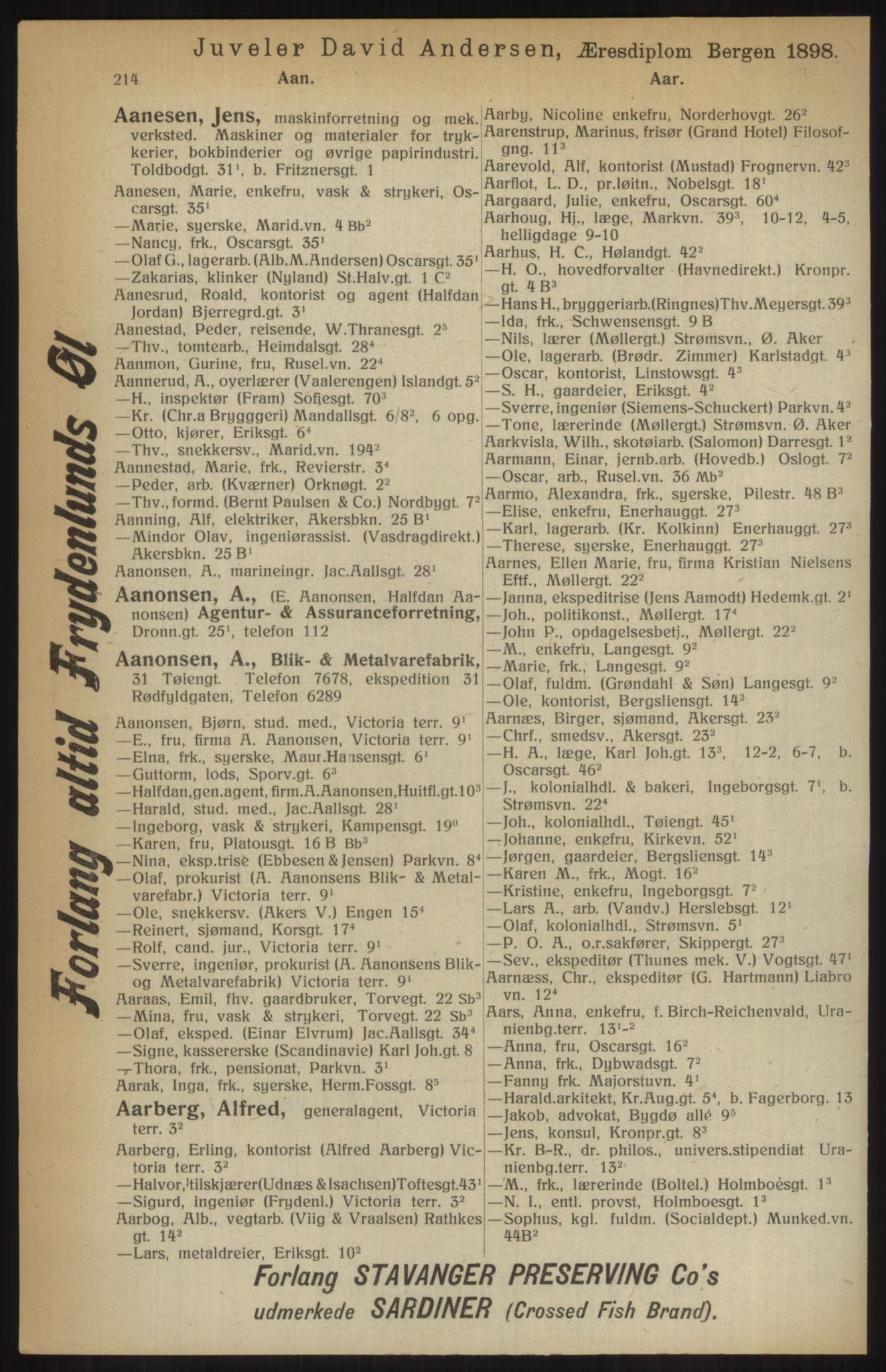 Kristiania/Oslo adressebok, PUBL/-, 1914, p. 214