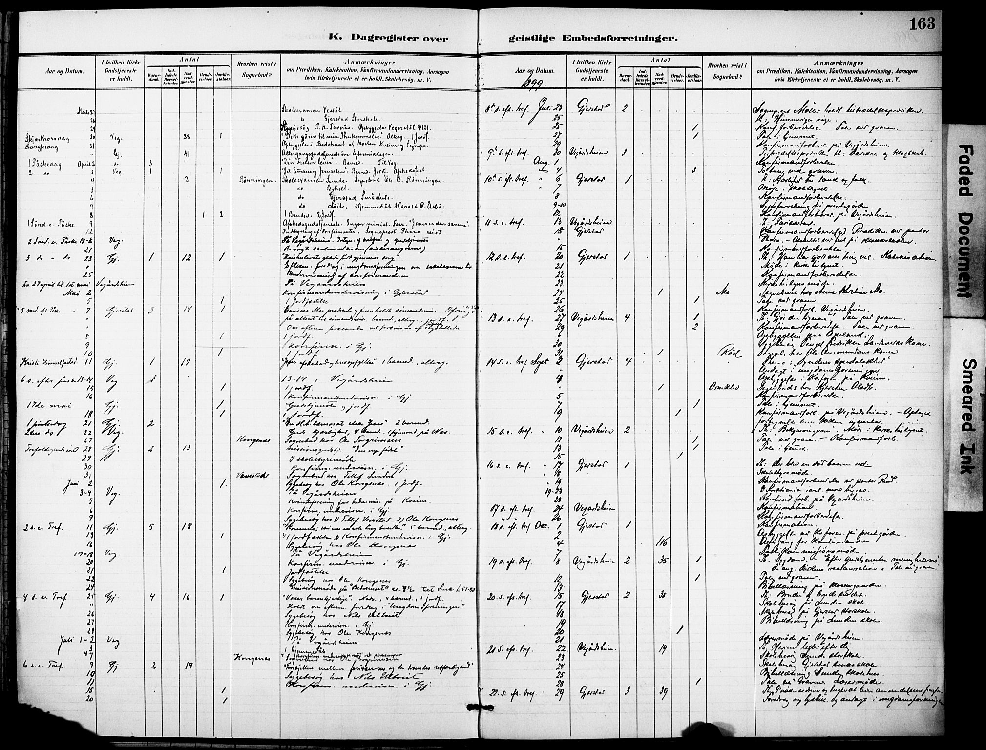 Gjerstad sokneprestkontor, AV/SAK-1111-0014/F/Fa/Faa/L0010: Parish register (official) no. A 10, 1891-1902, p. 163