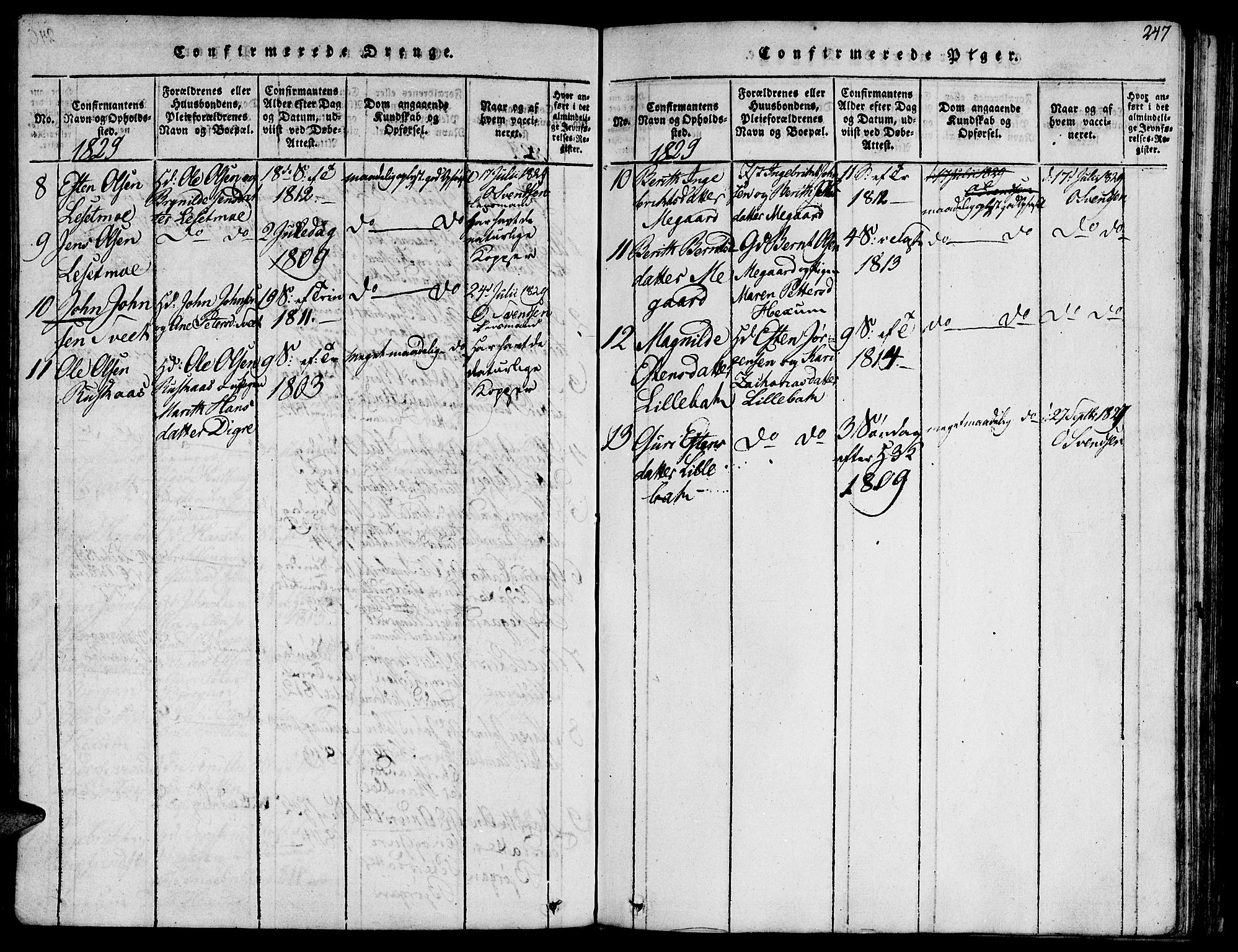 Ministerialprotokoller, klokkerbøker og fødselsregistre - Sør-Trøndelag, SAT/A-1456/685/L0954: Parish register (official) no. 685A03 /1, 1817-1829, p. 247
