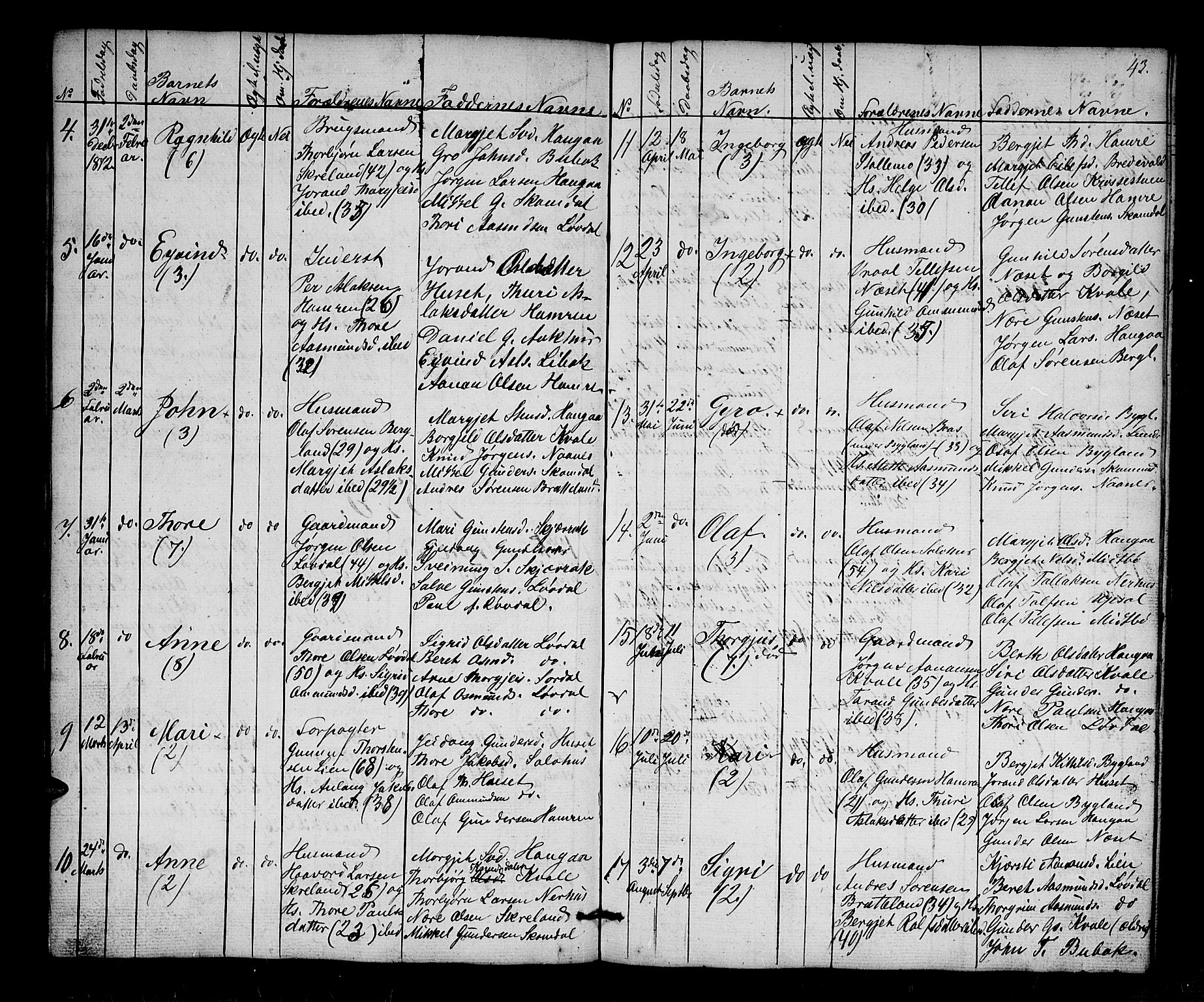 Bygland sokneprestkontor, AV/SAK-1111-0006/F/Fb/Fbb/L0002: Parish register (copy) no. B 2, 1848-1886, p. 43