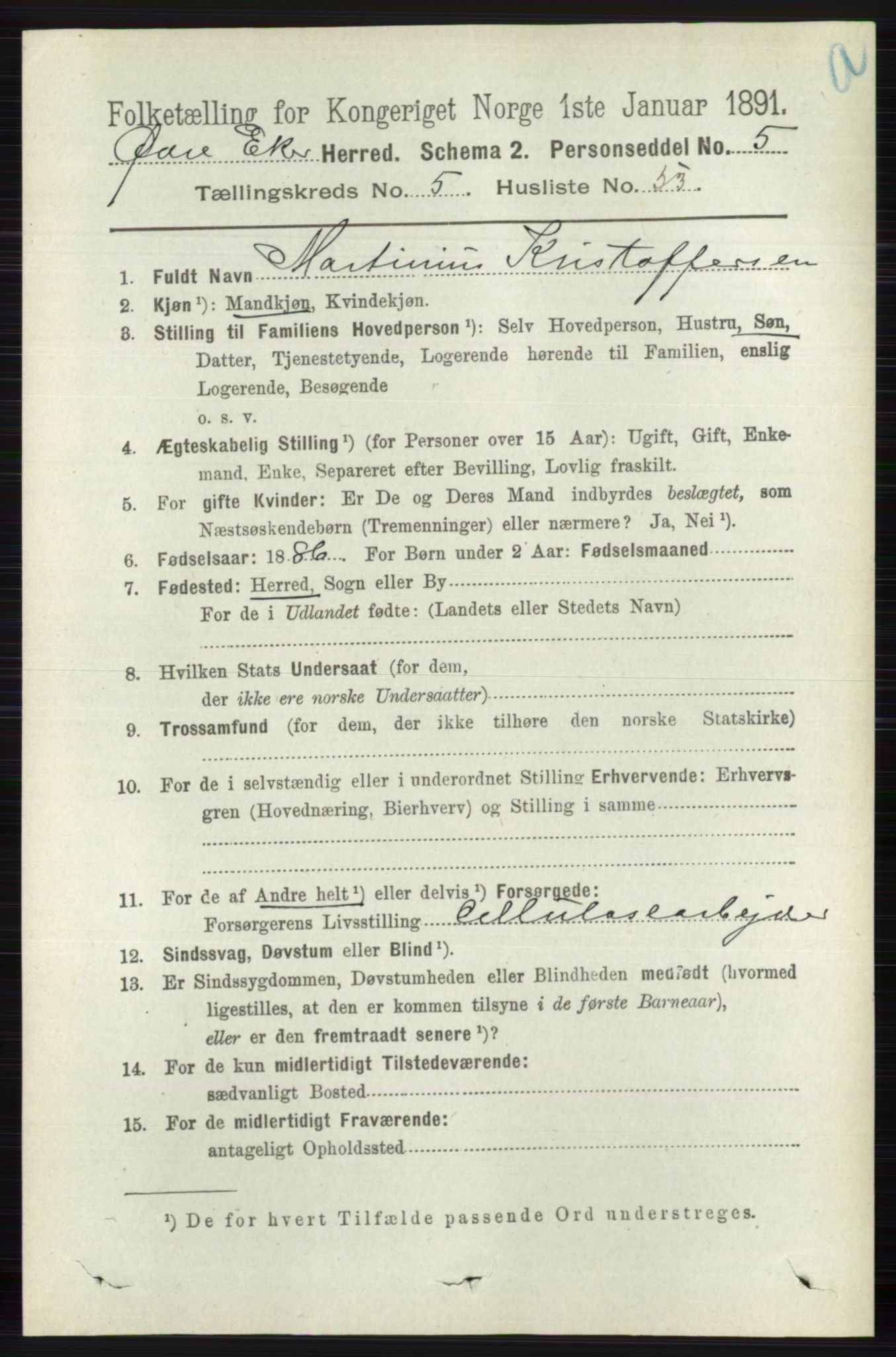 RA, 1891 census for 0624 Øvre Eiker, 1891, p. 2169