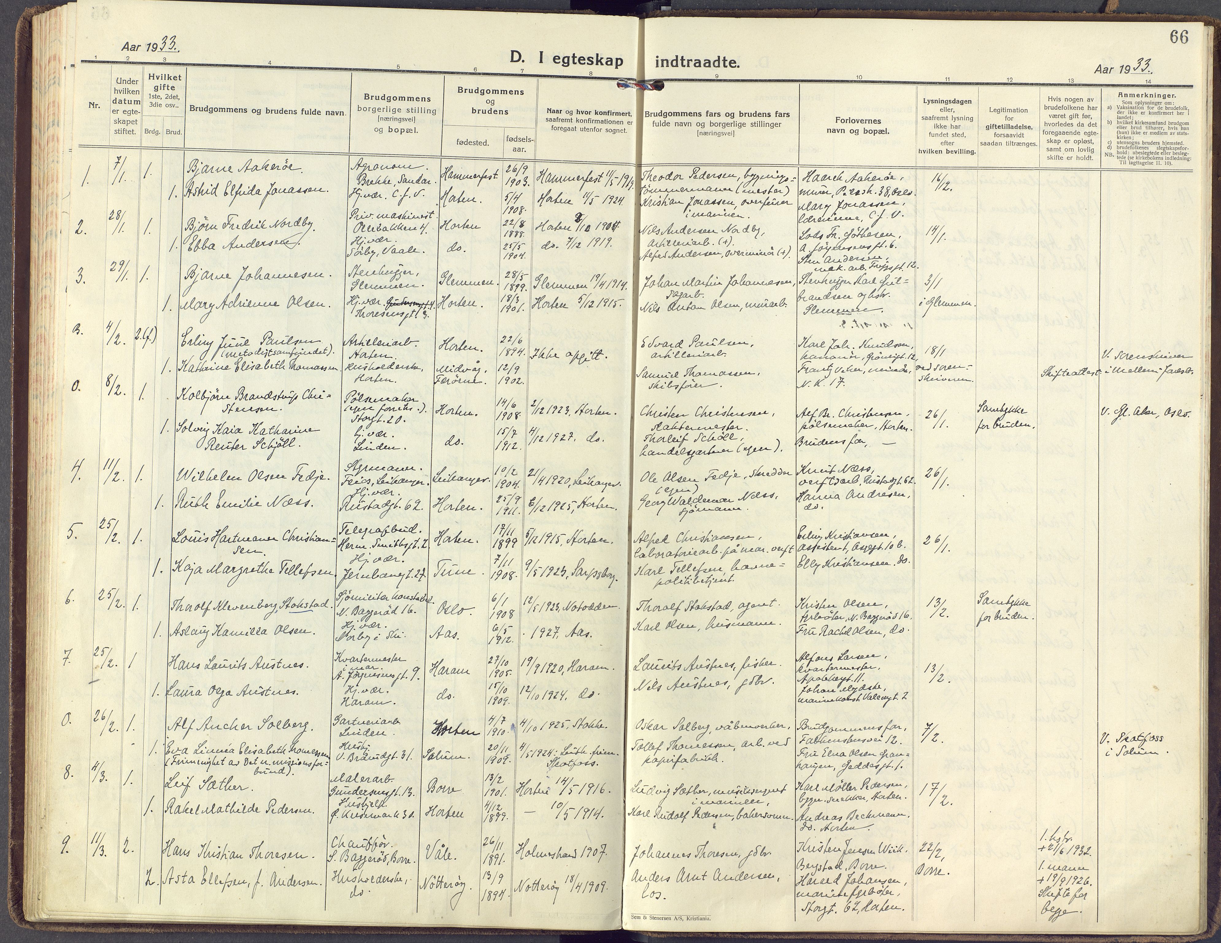 Horten kirkebøker, AV/SAKO-A-348/F/Fa/L0009: Parish register (official) no. 9, 1925-1936, p. 66