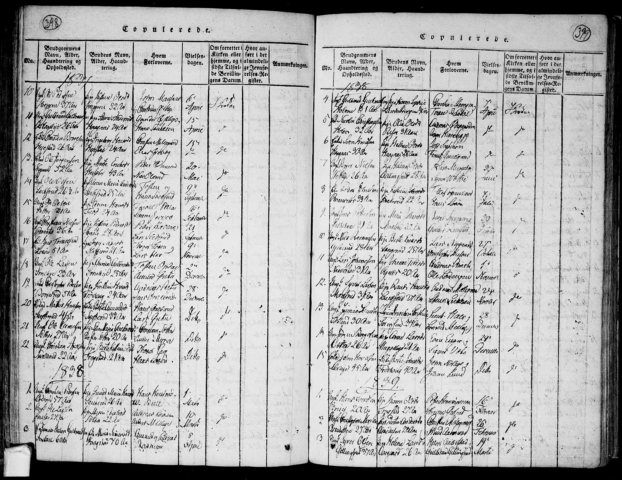 Trøgstad prestekontor Kirkebøker, SAO/A-10925/F/Fa/L0006: Parish register (official) no. I 6, 1815-1844, p. 398-399