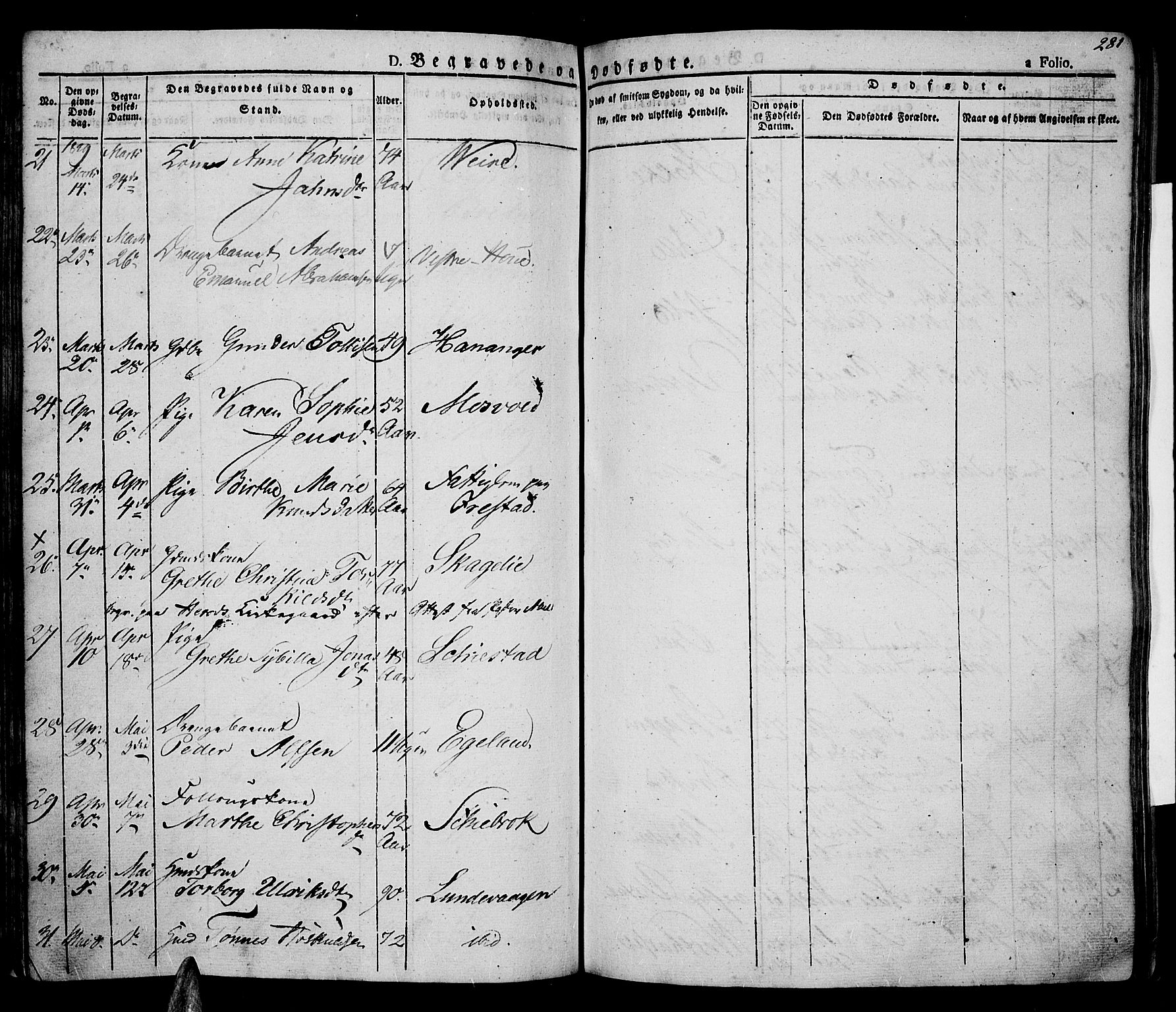 Lista sokneprestkontor, AV/SAK-1111-0027/F/Fa/L0008: Parish register (official) no. A 8, 1823-1835, p. 281